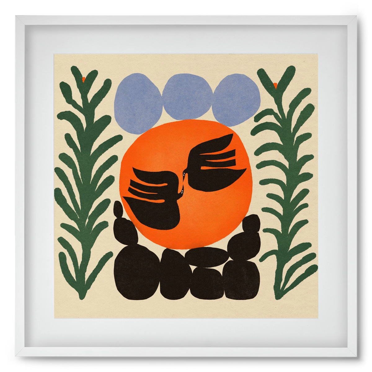 Magic birds, 50x50 cm (40x40 cm), Fehér keret, paszpartuval