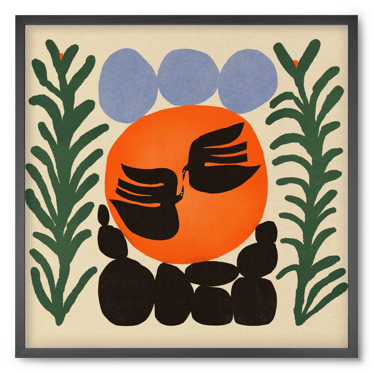 Magic birds, 50x50 cm (50x50 cm), Fekete keret