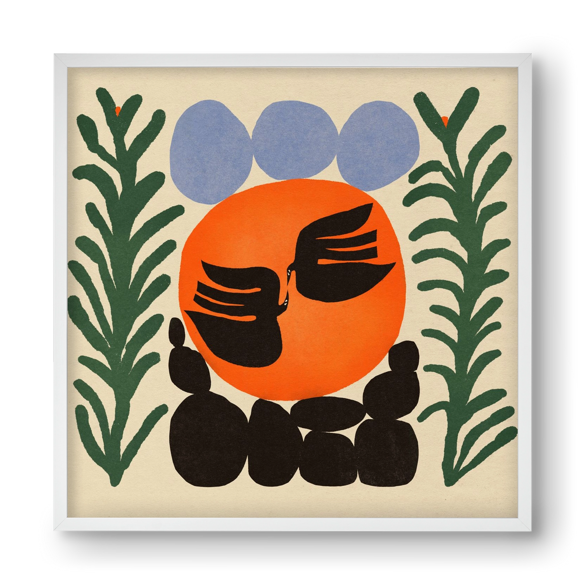 Magic birds, 40x40 cm (40x40 cm), Fehér keret