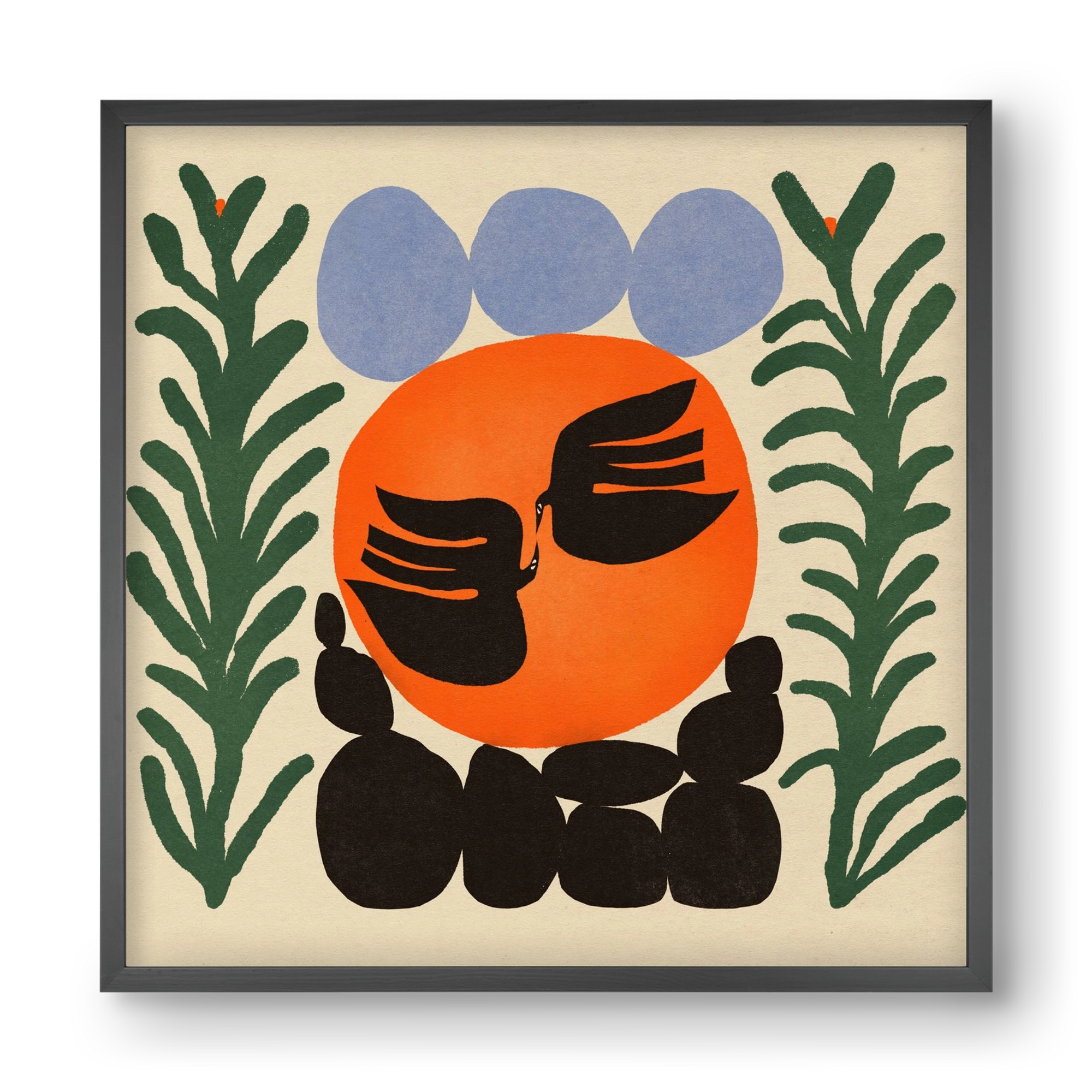 Magic birds, 40x40 cm (40x40 cm), Fekete keret