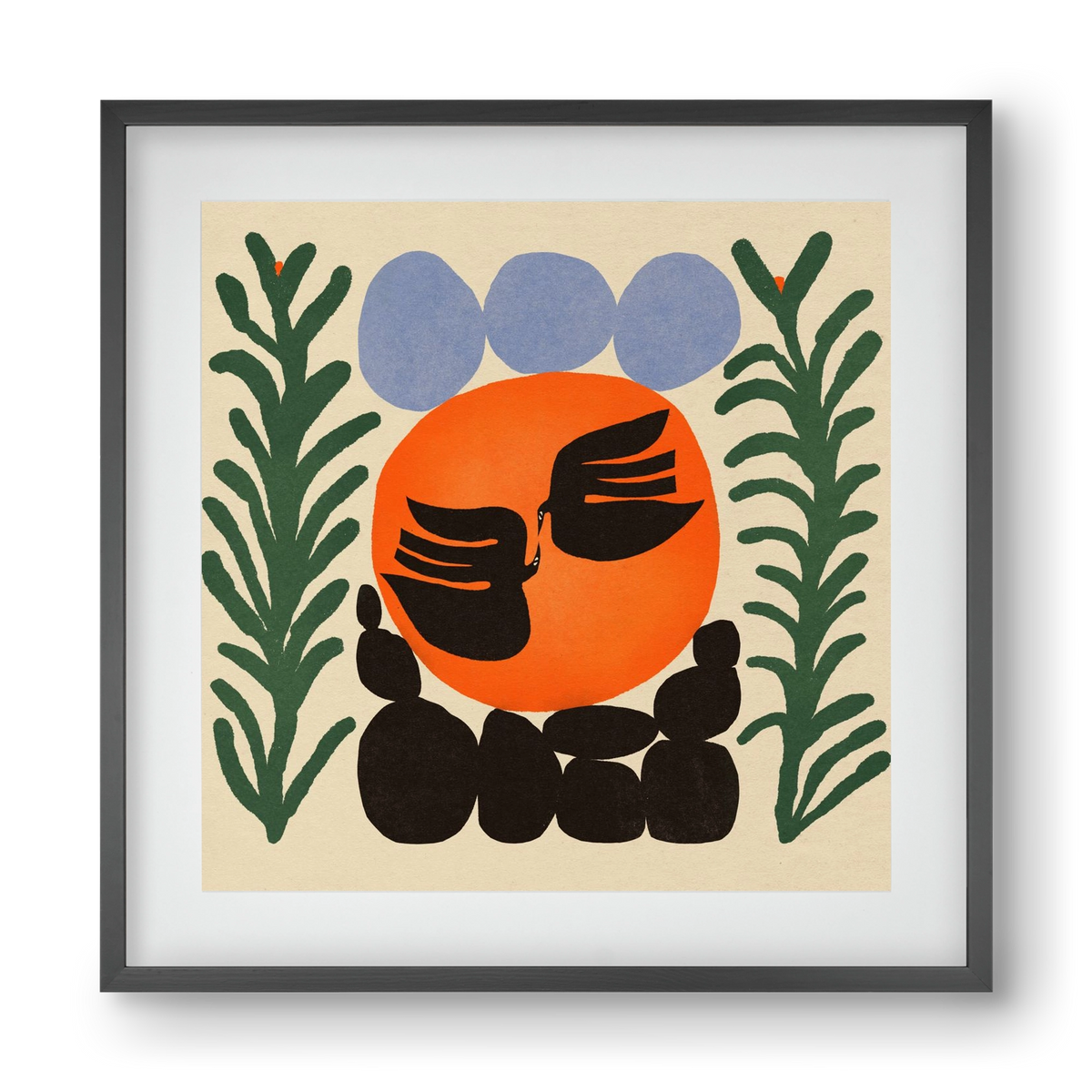 Magic birds, 40x40 cm (30x30 cm), Fekete keret, paszpartuval