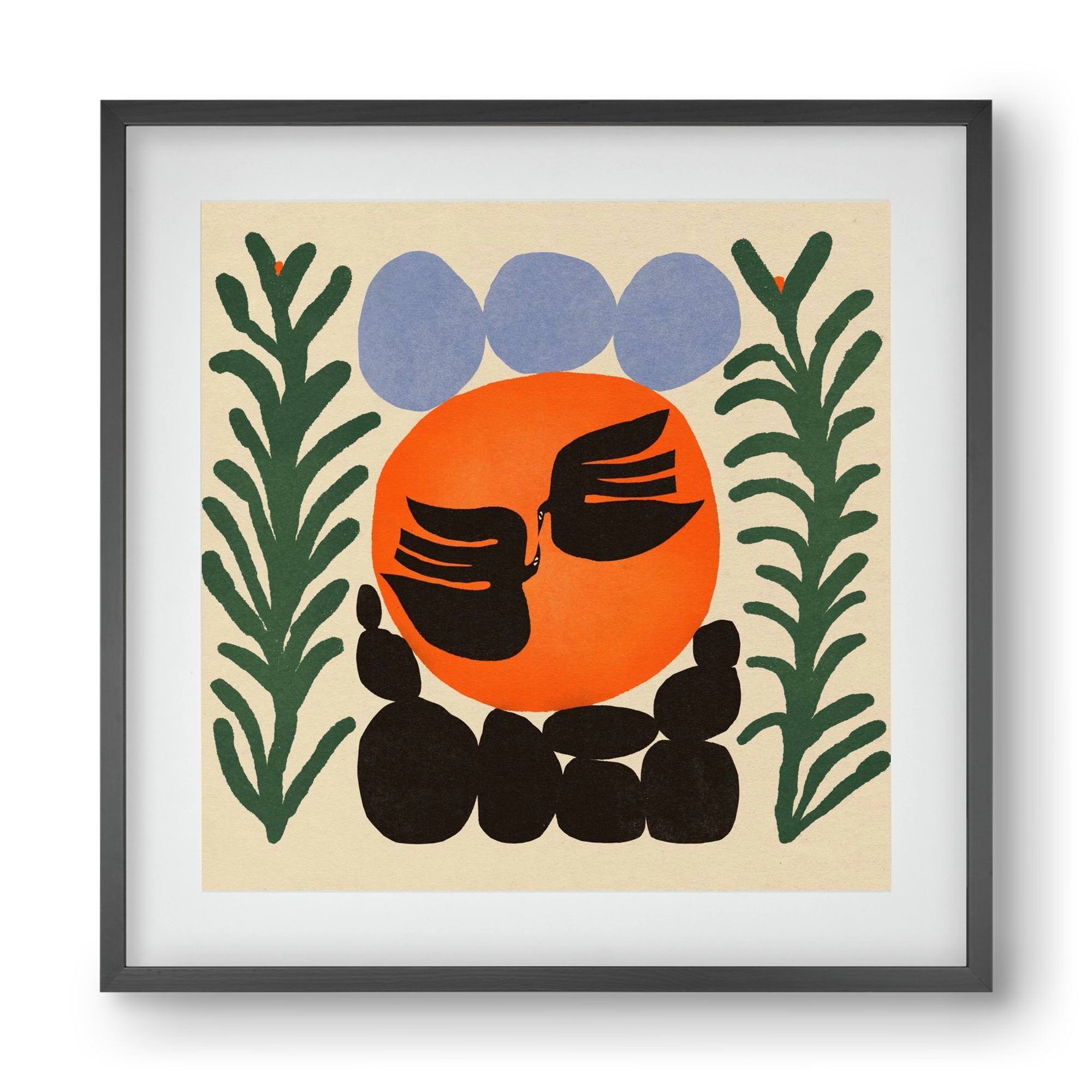 Magic birds, 40x40 cm (30x30 cm), Fekete keret, paszpartuval