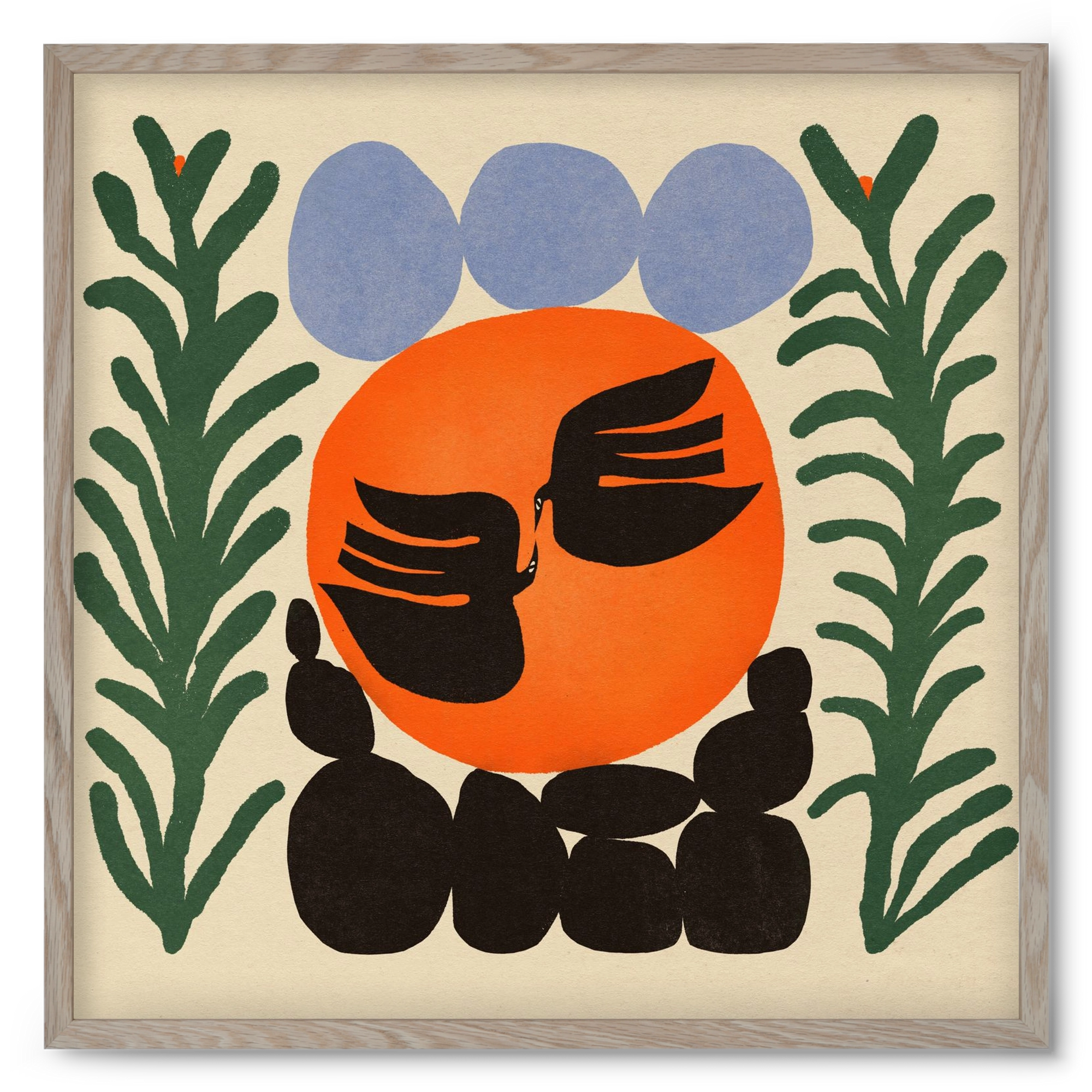 Magic birds, 50x50 cm (50x50 cm), Tölgy keret