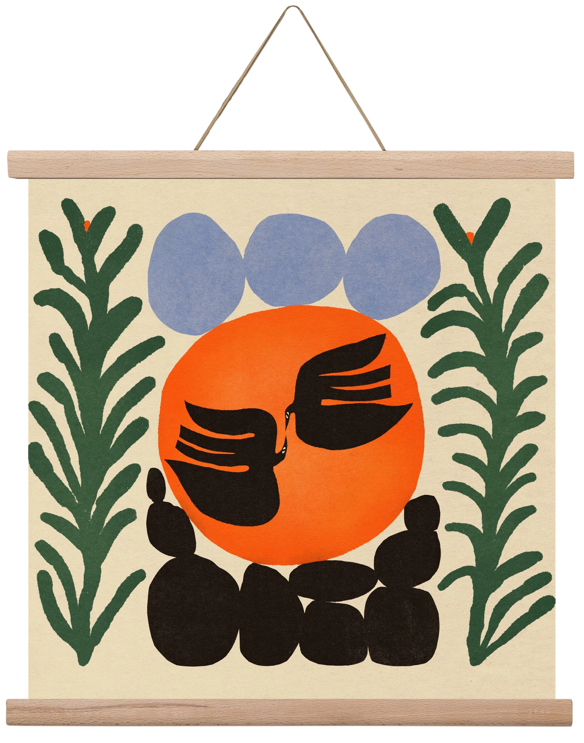 Magic birds, 40x40 cm (40x40 cm), Tölgy akasztó