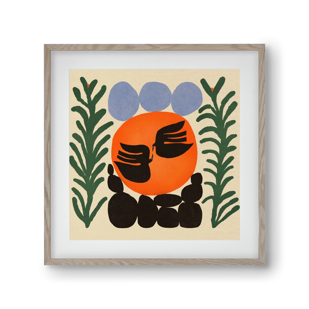 Magic birds, 30x30 cm (20x20 cm), Tölgy keret, paszpartuval