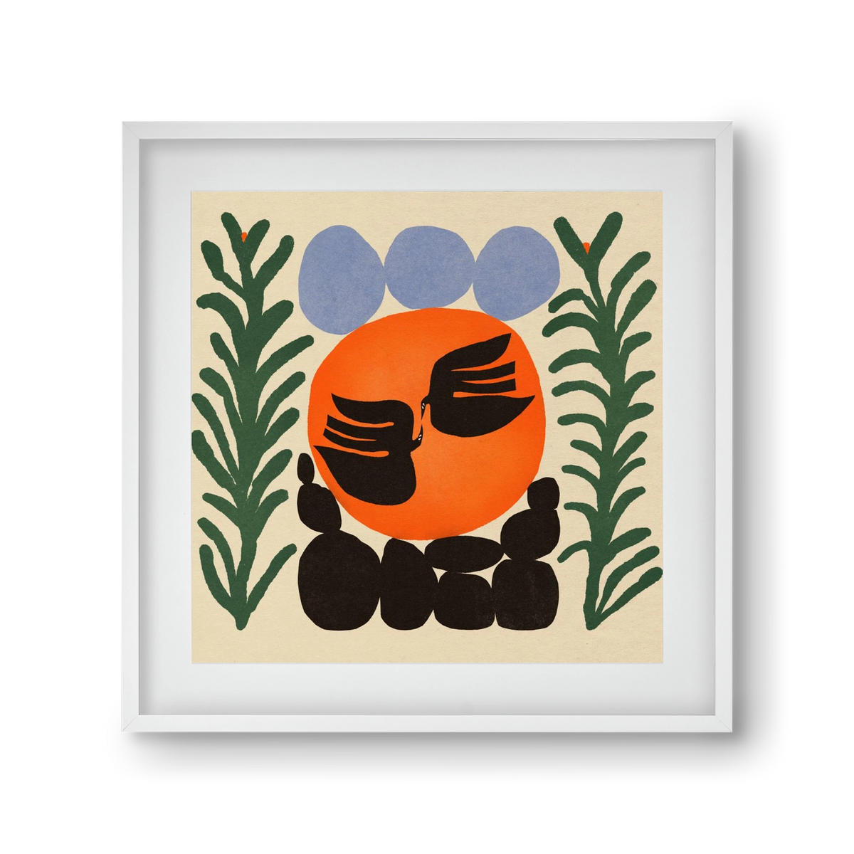 Magic birds, 30x30 cm (20x20 cm), Fehér keret, paszpartuval