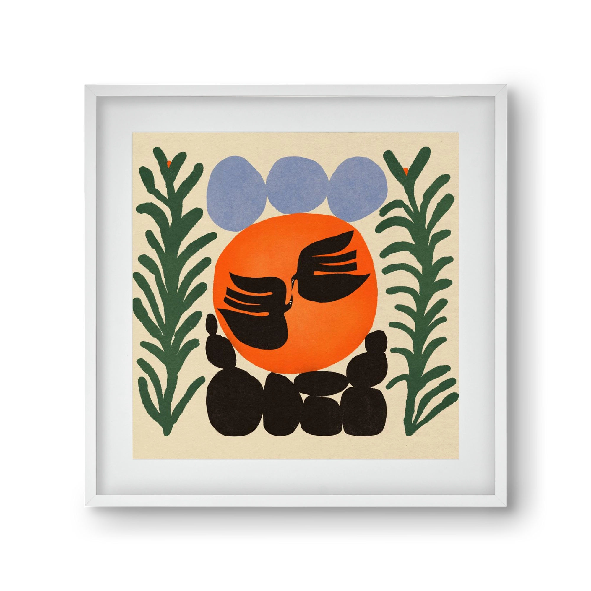 Magic birds, 30x30 cm (20x20 cm), Fehér keret, paszpartuval