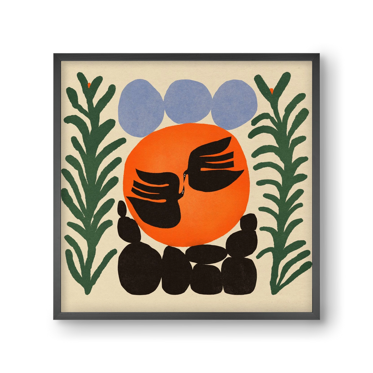 Magic birds, 30x30 cm (30x30 cm), Fekete keret