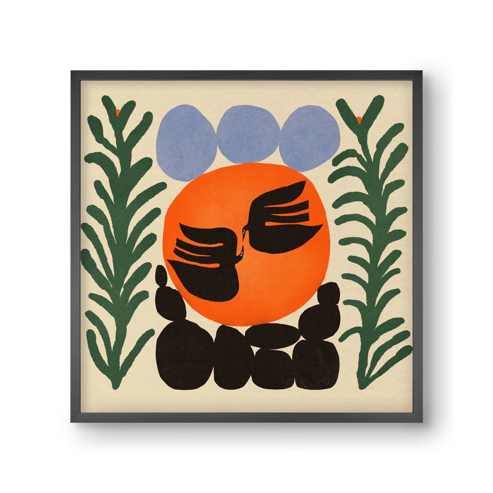 Magic birds, 30x30 cm (30x30 cm), Fekete keret