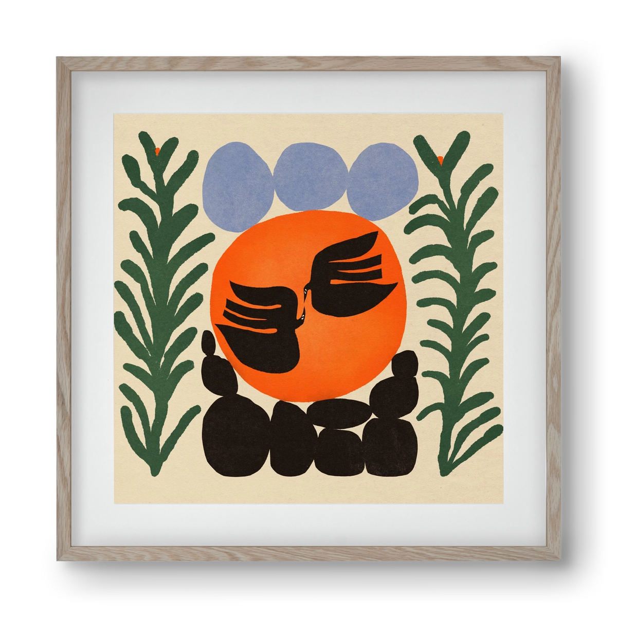 Magic birds, 40x40 cm (30x30 cm), Tölgy keret, paszpartuval