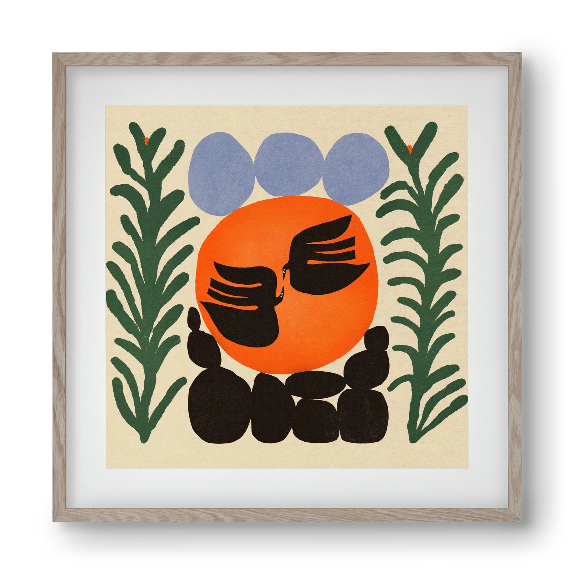 Magic birds, 40x40 cm (30x30 cm), Tölgy keret, paszpartuval