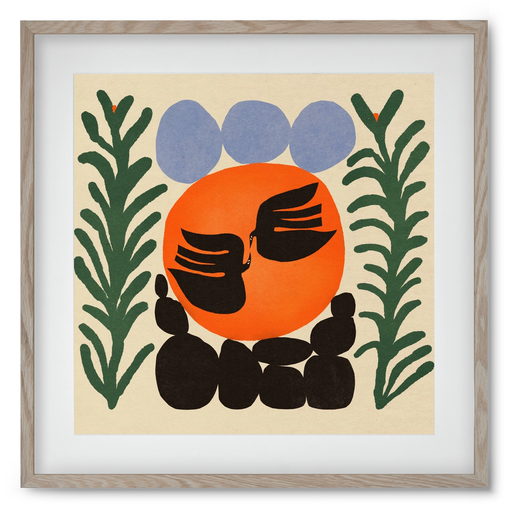 Magic birds, 50x50 cm (40x40 cm), Tölgy keret, paszpartuval