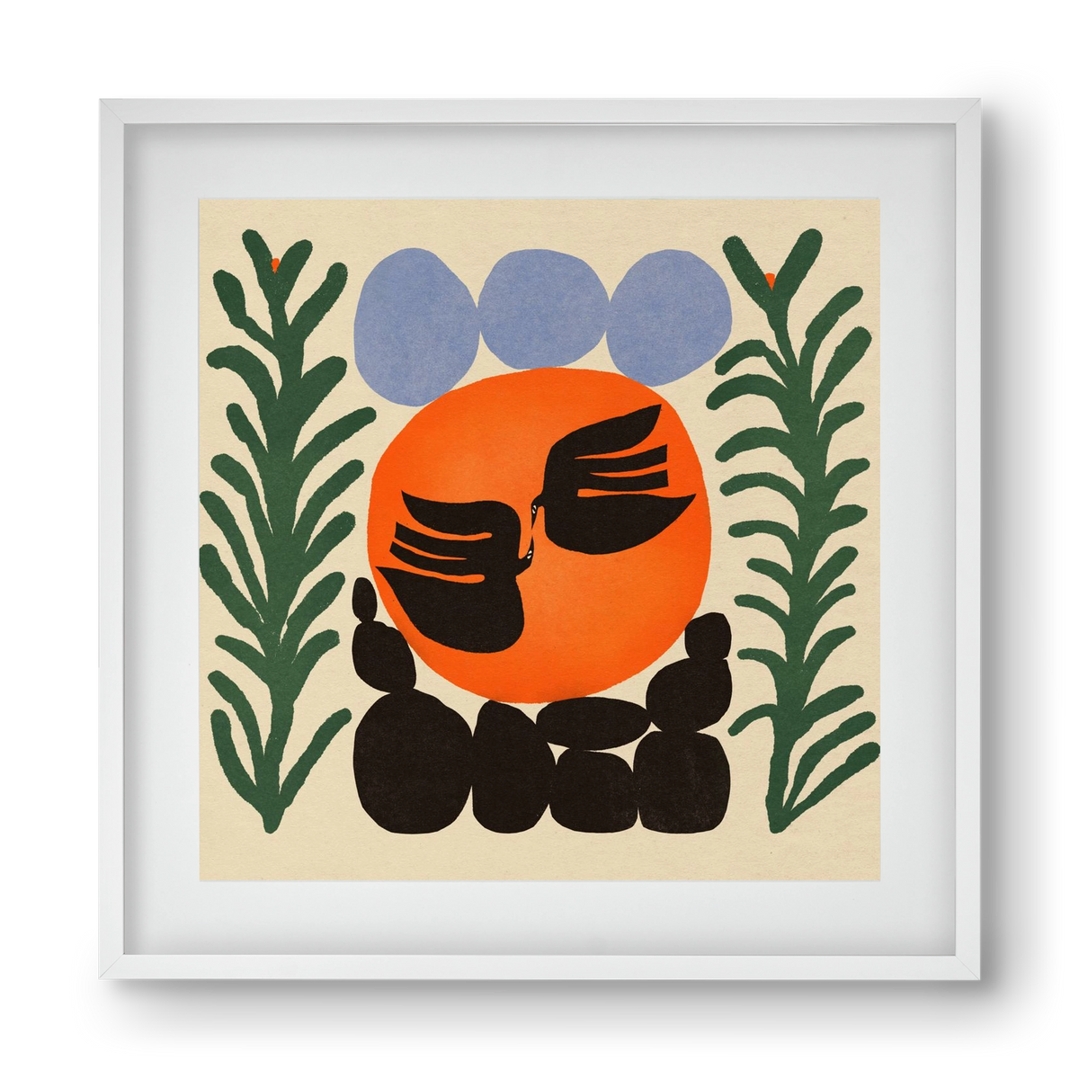 Magic birds, 40x40 cm (30x30 cm), Fehér keret, paszpartuval