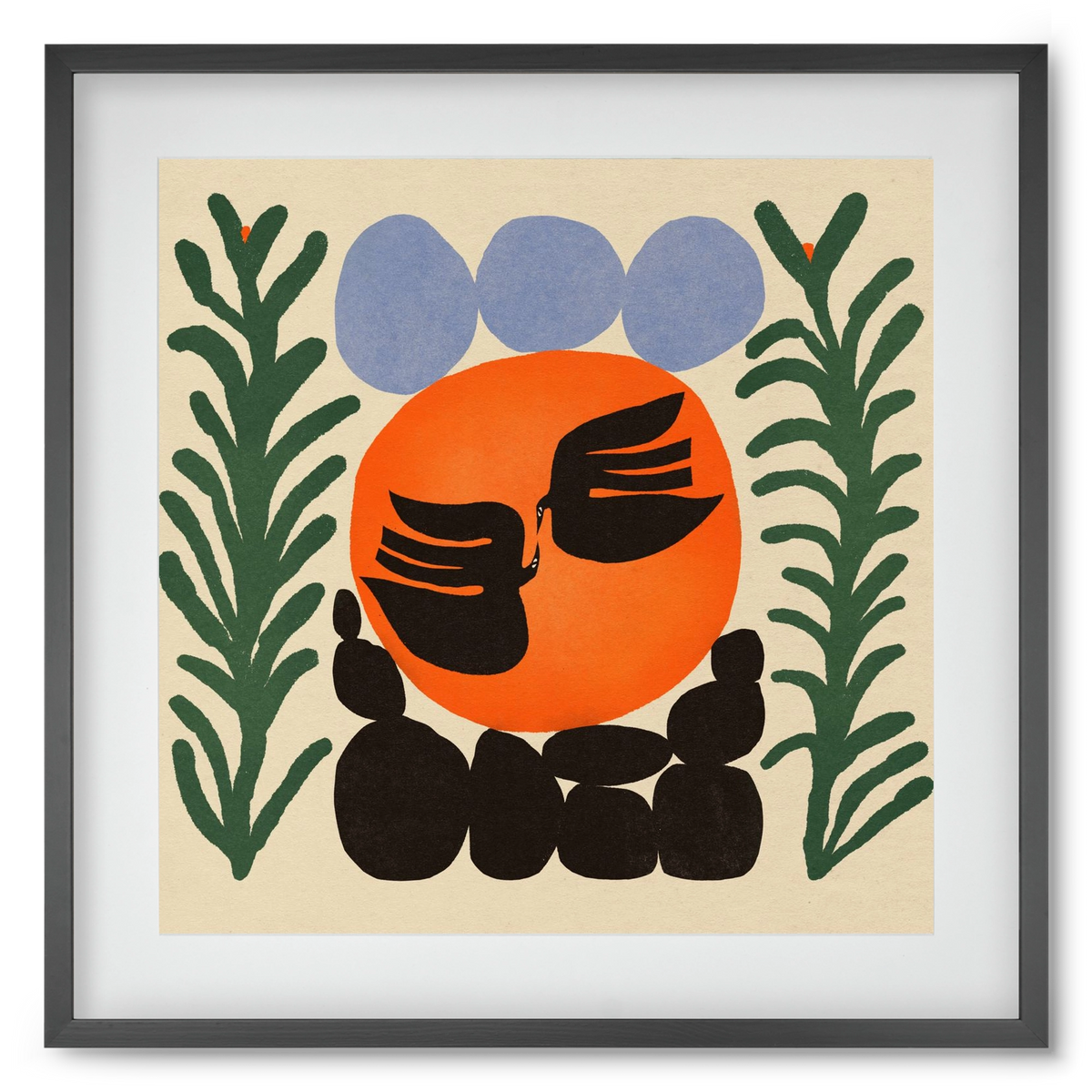 Magic birds, 50x50 cm (40x40 cm), Fekete keret, paszpartuval