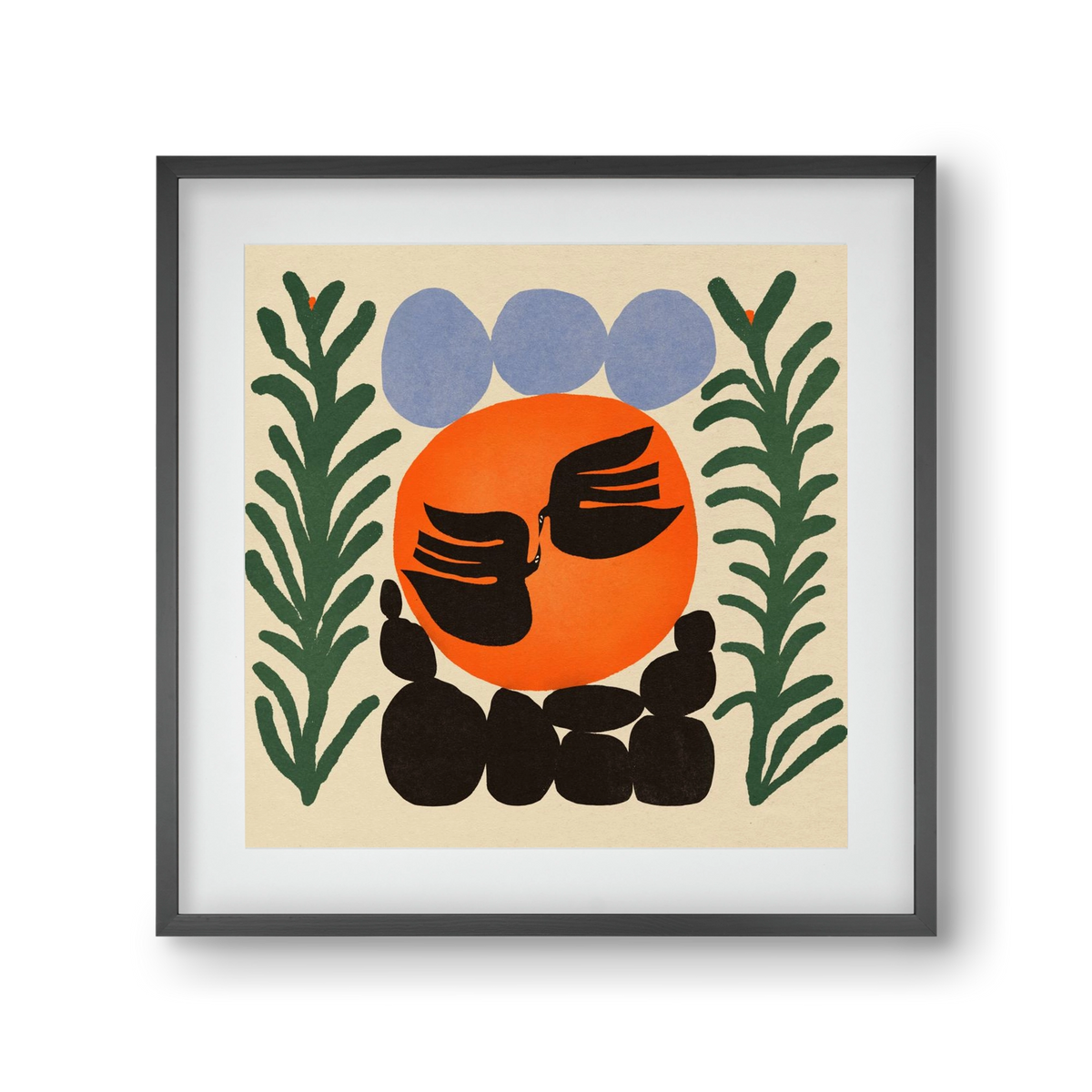 Magic birds, 30x30 cm (20x20 cm), Fekete keret, paszpartuval