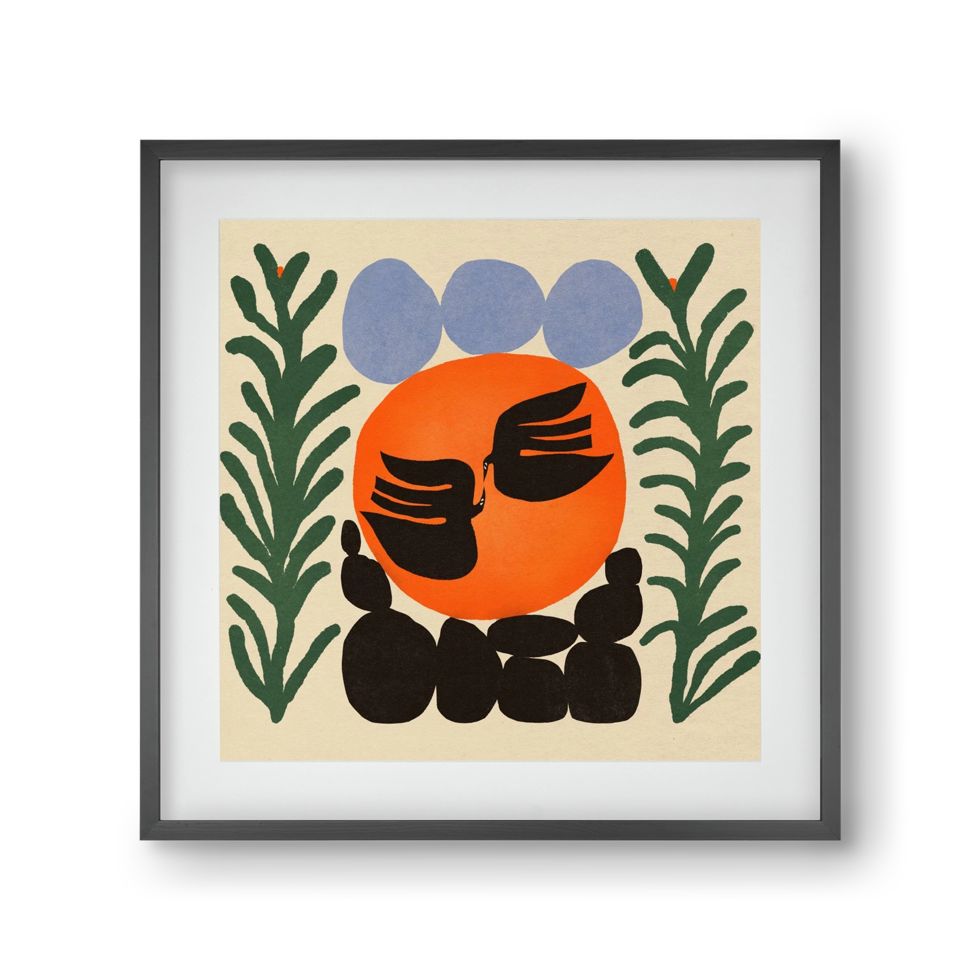 Magic birds, 30x30 cm (20x20 cm), Fekete keret, paszpartuval