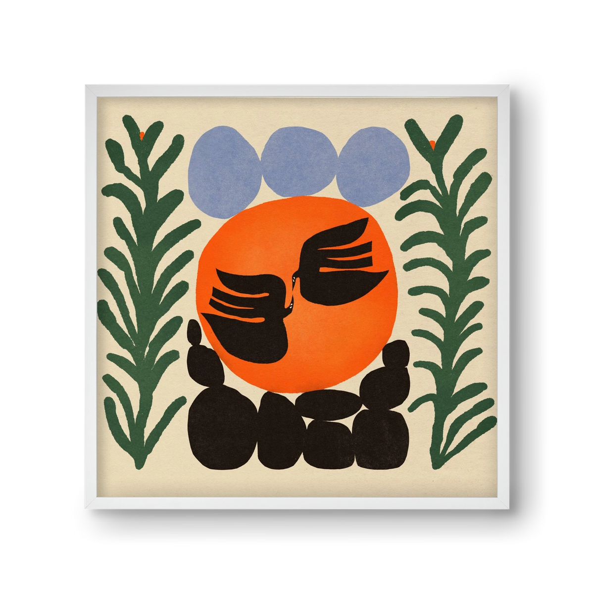 Magic birds, 30x30 cm (30x30 cm), Fehér keret