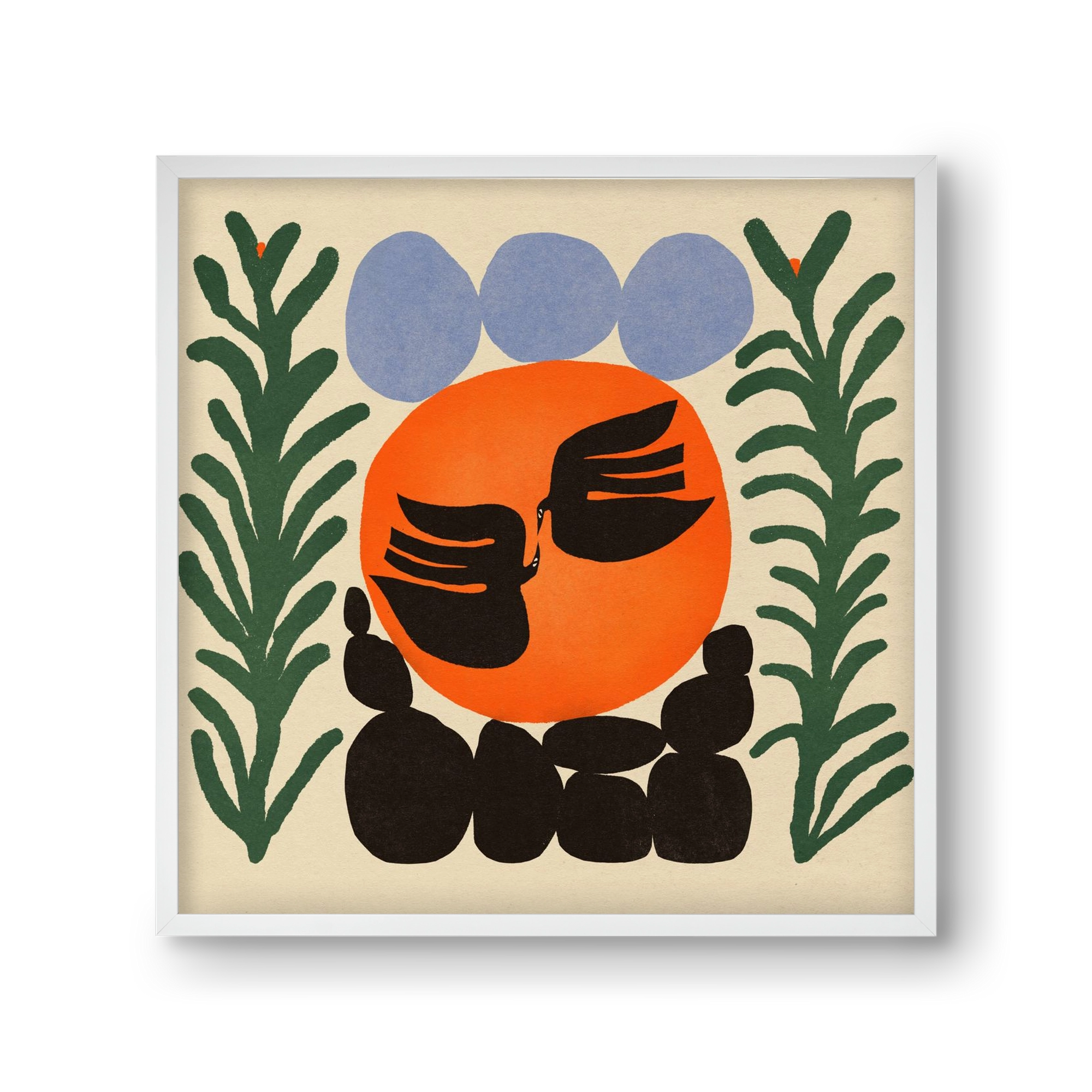 Magic birds, 30x30 cm (30x30 cm), Fehér keret