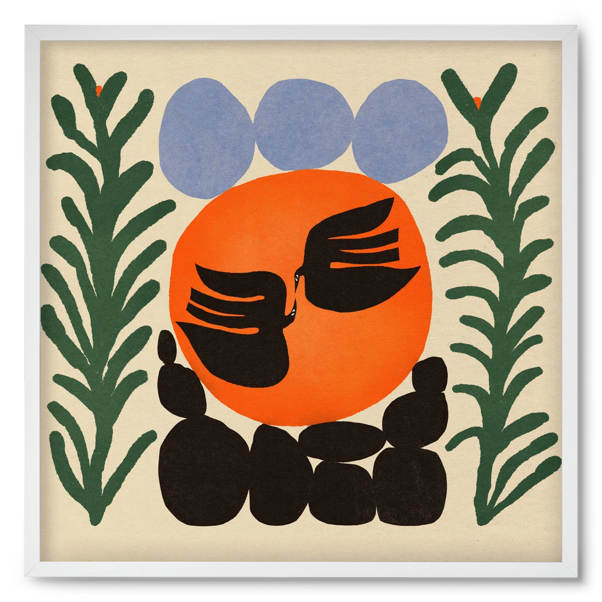 Magic birds, 50x50 cm (50x50 cm), Fehér keret