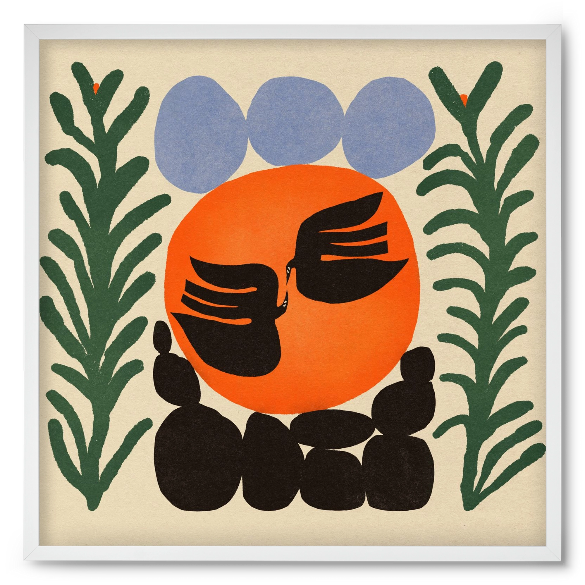 Magic birds, 50x50 cm (50x50 cm), Fehér keret