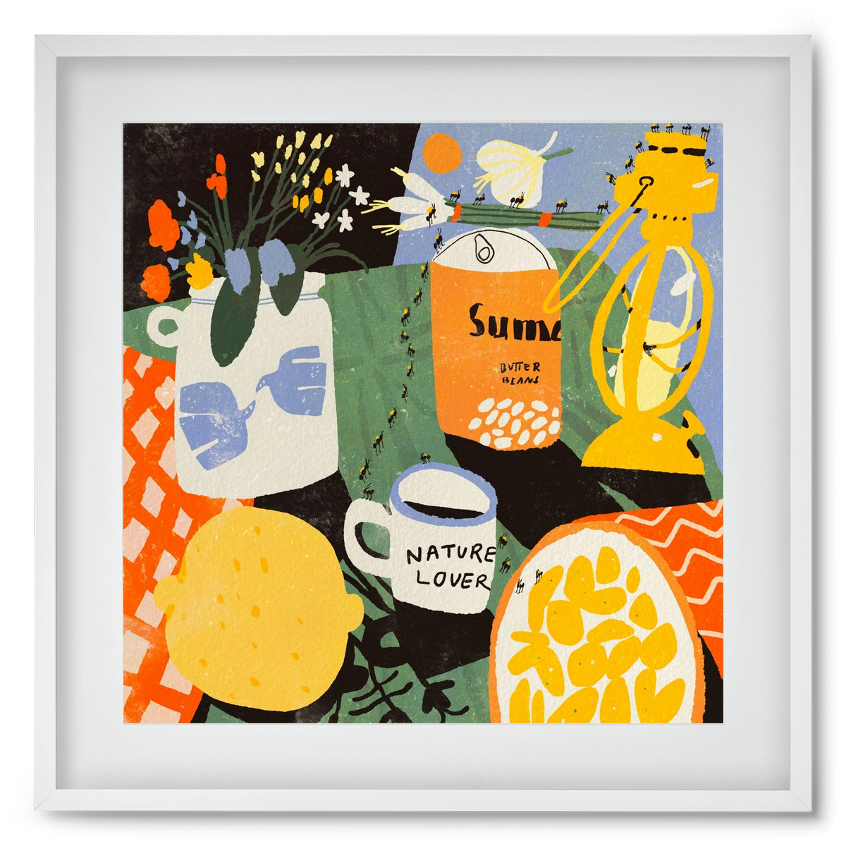 Summer still life, 50x50 cm (40x40 cm), Fehér keret, paszpartuval