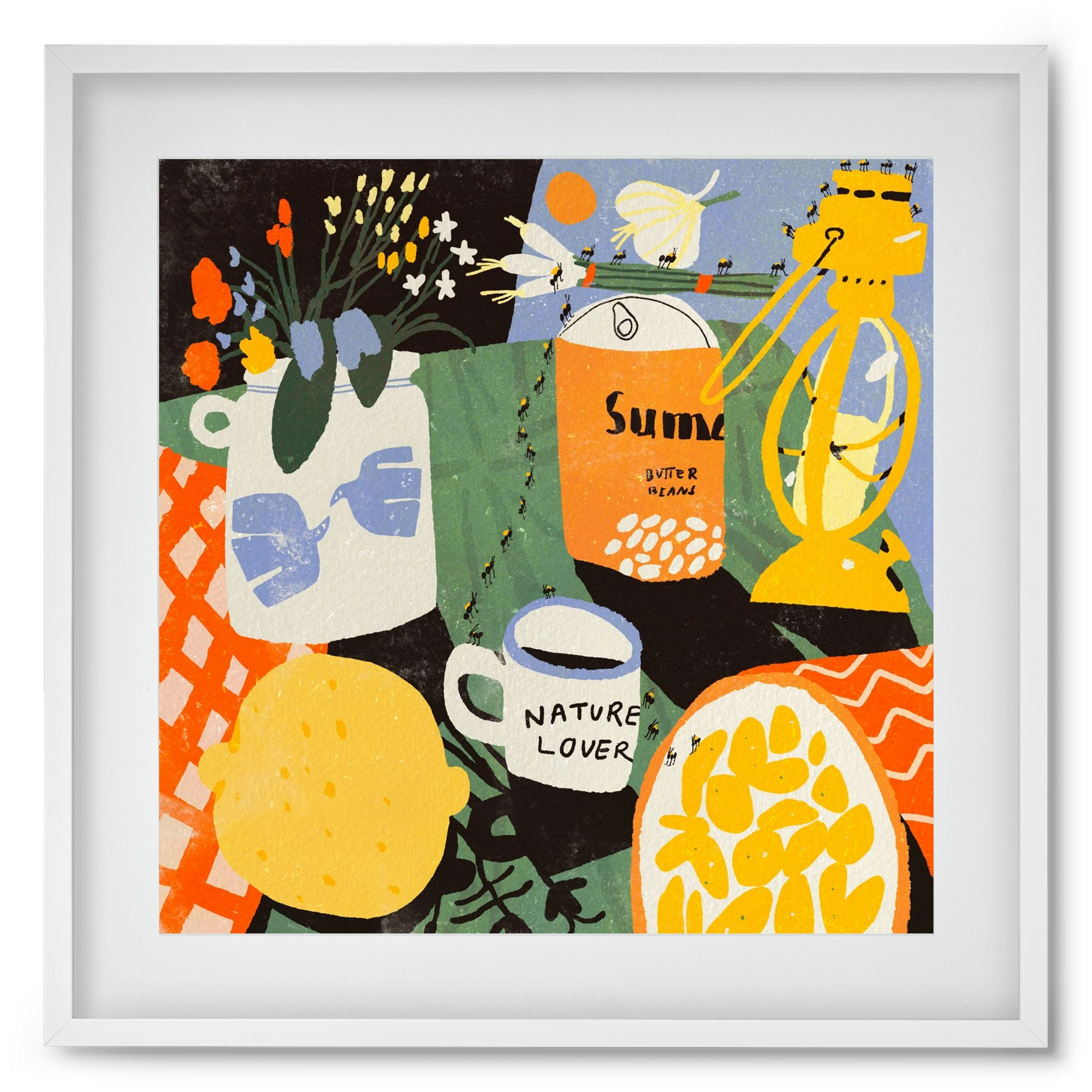 Summer still life, 50x50 cm (40x40 cm), Fehér keret, paszpartuval