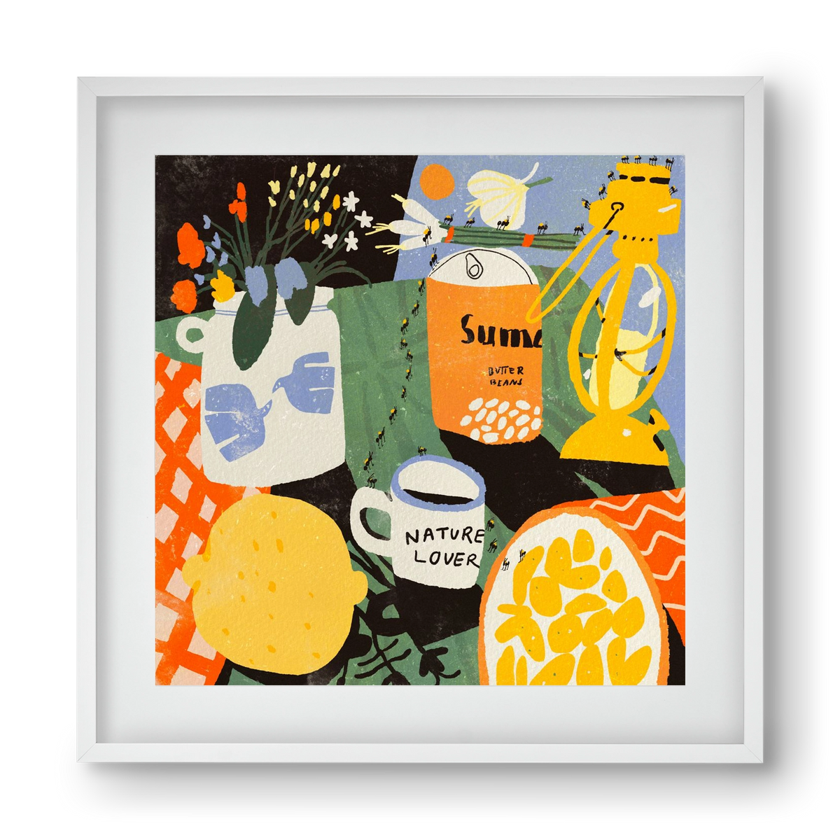 Summer still life, 40x40 cm (30x30 cm), Fehér keret, paszpartuval