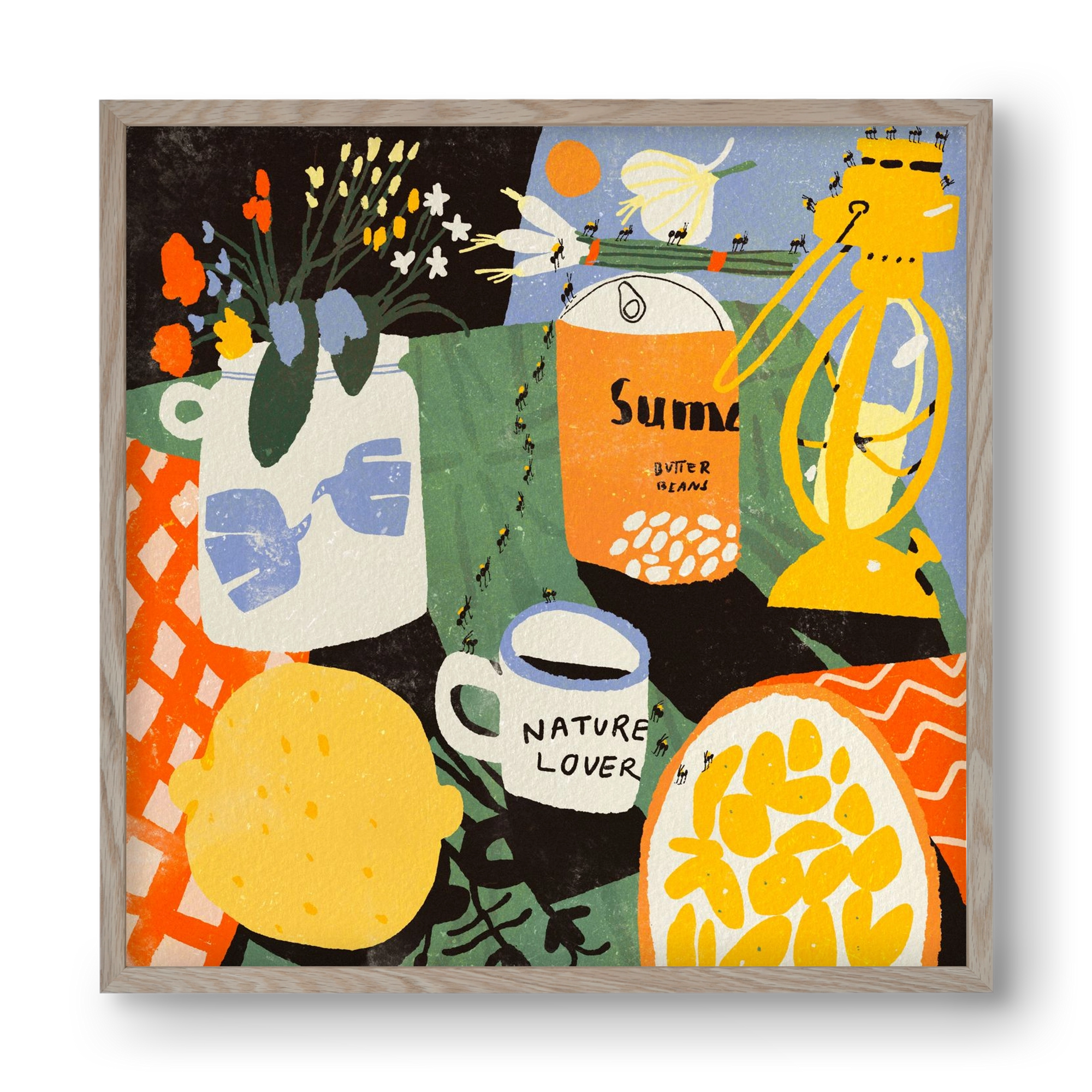 Summer still life, 40x40 cm (40x40 cm), Tölgy keret