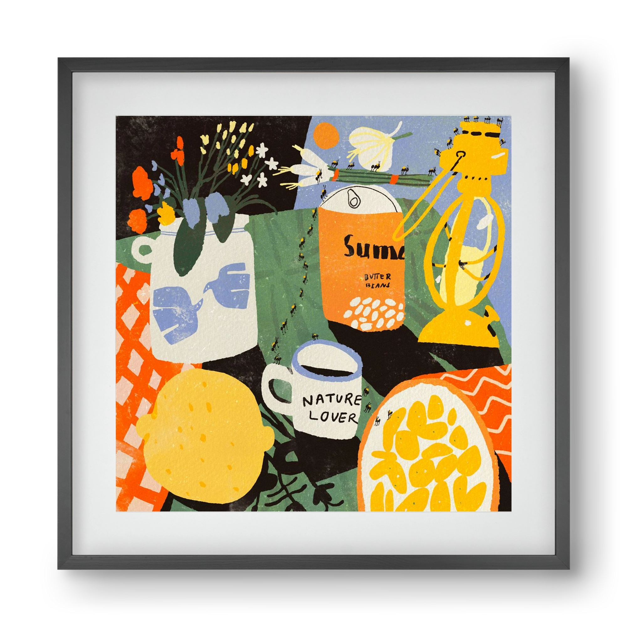 Summer still life, 40x40 cm (30x30 cm), Fekete keret, paszpartuval