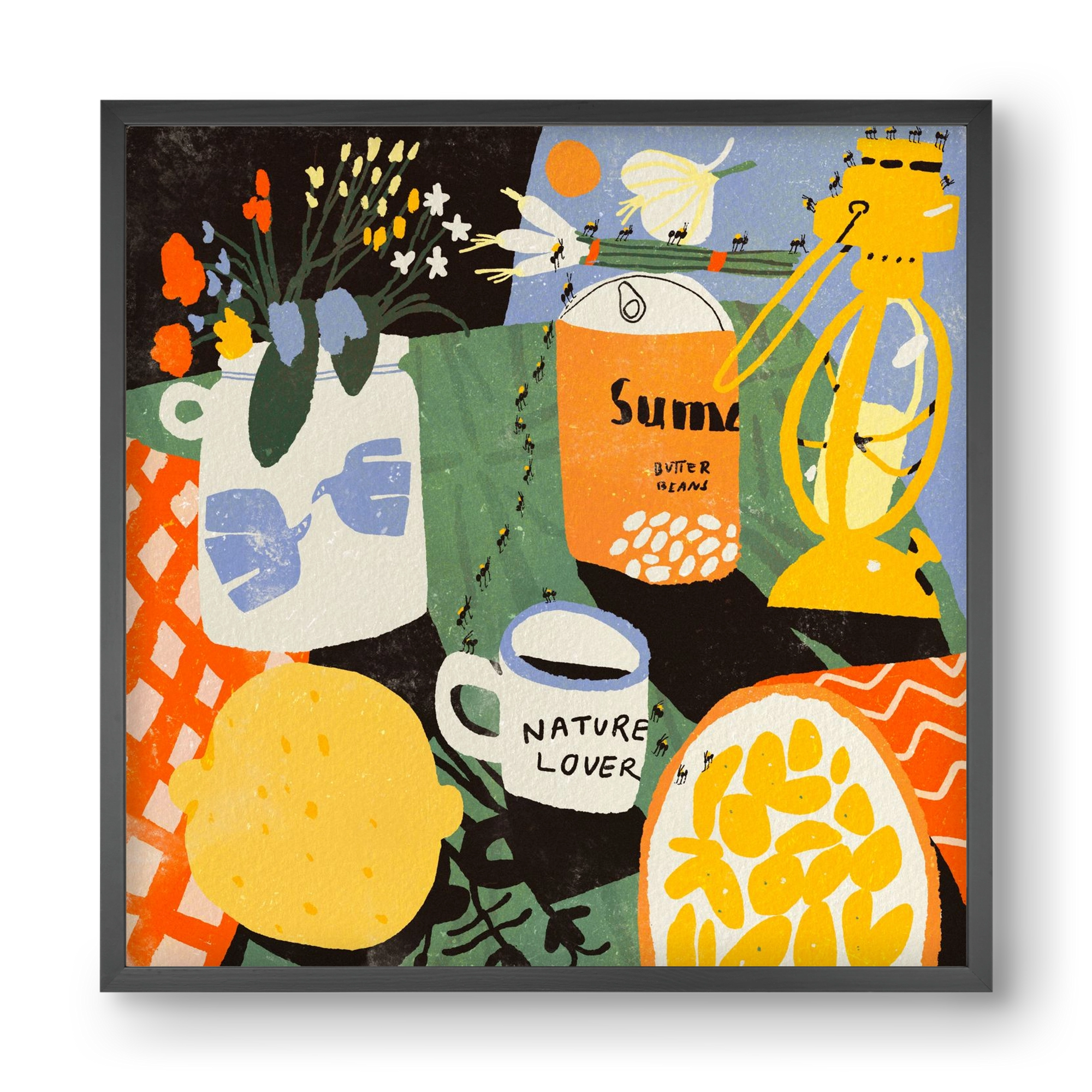 Summer still life, 40x40 cm (40x40 cm), Fekete keret