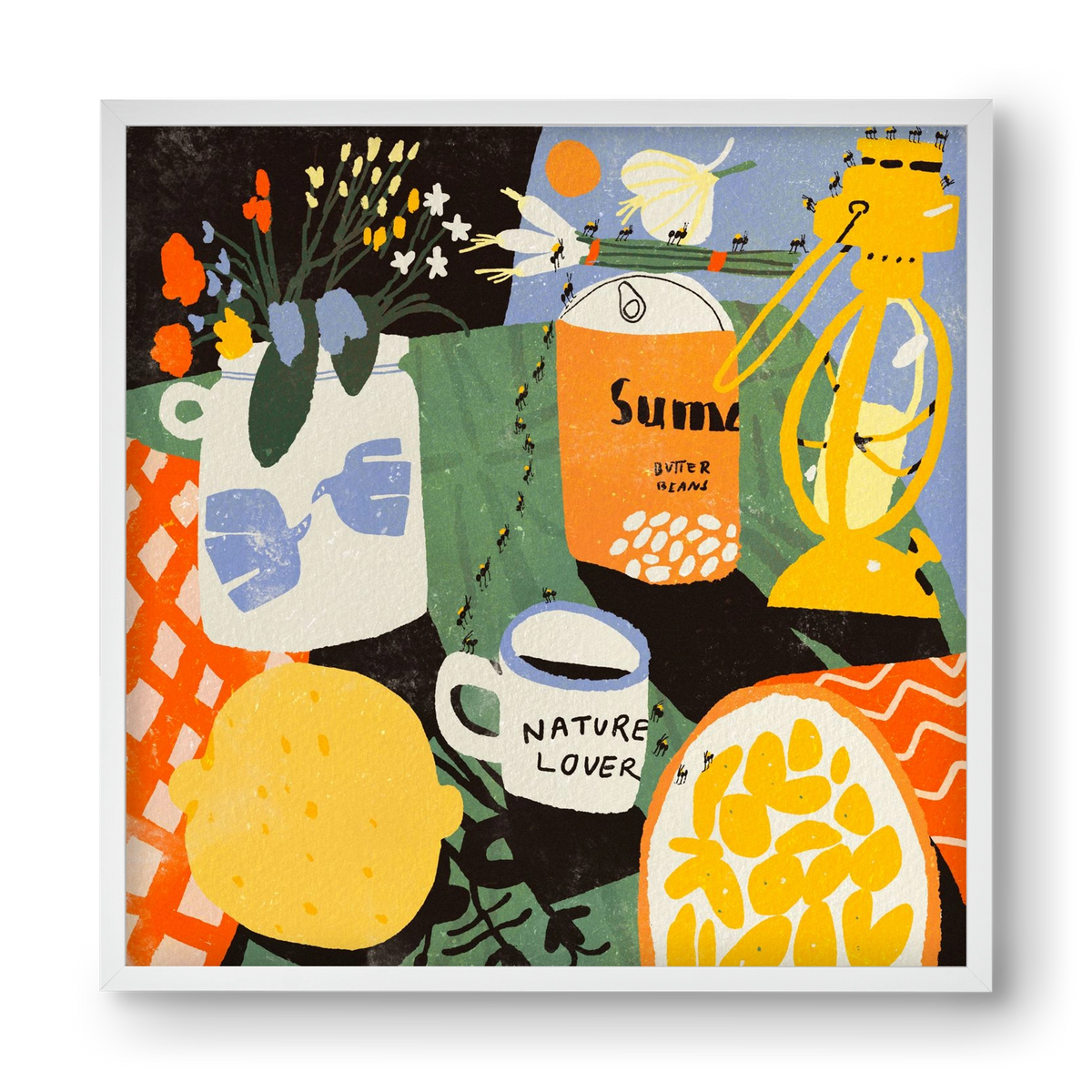 Summer still life, 40x40 cm (40x40 cm), Fehér keret