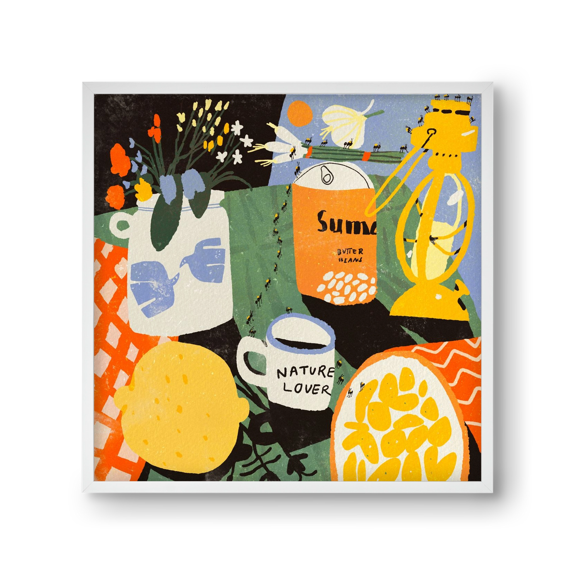 Summer still life, 30x30 cm (30x30 cm), Fehér keret