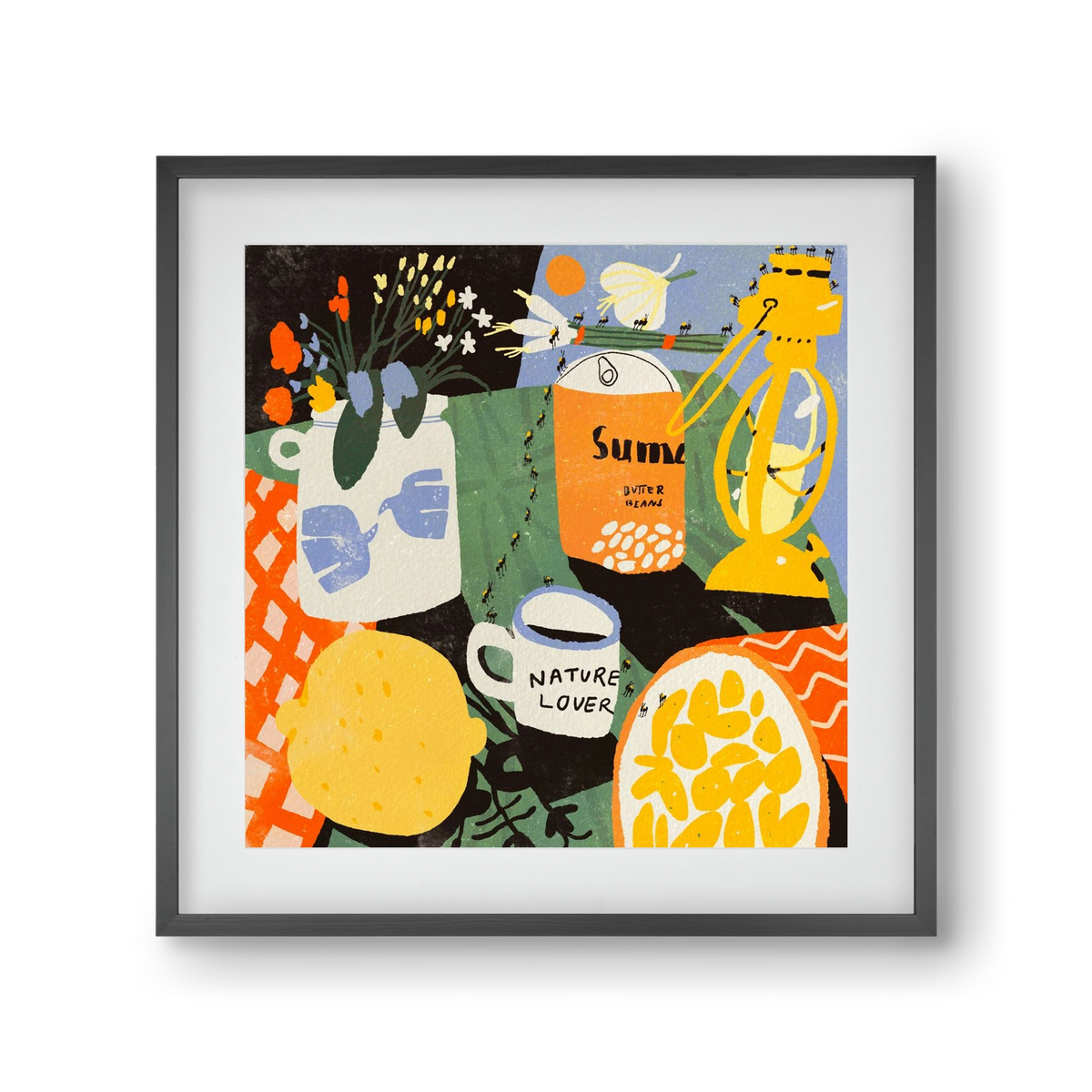 Summer still life, 30x30 cm (20x20 cm), Fekete keret, paszpartuval