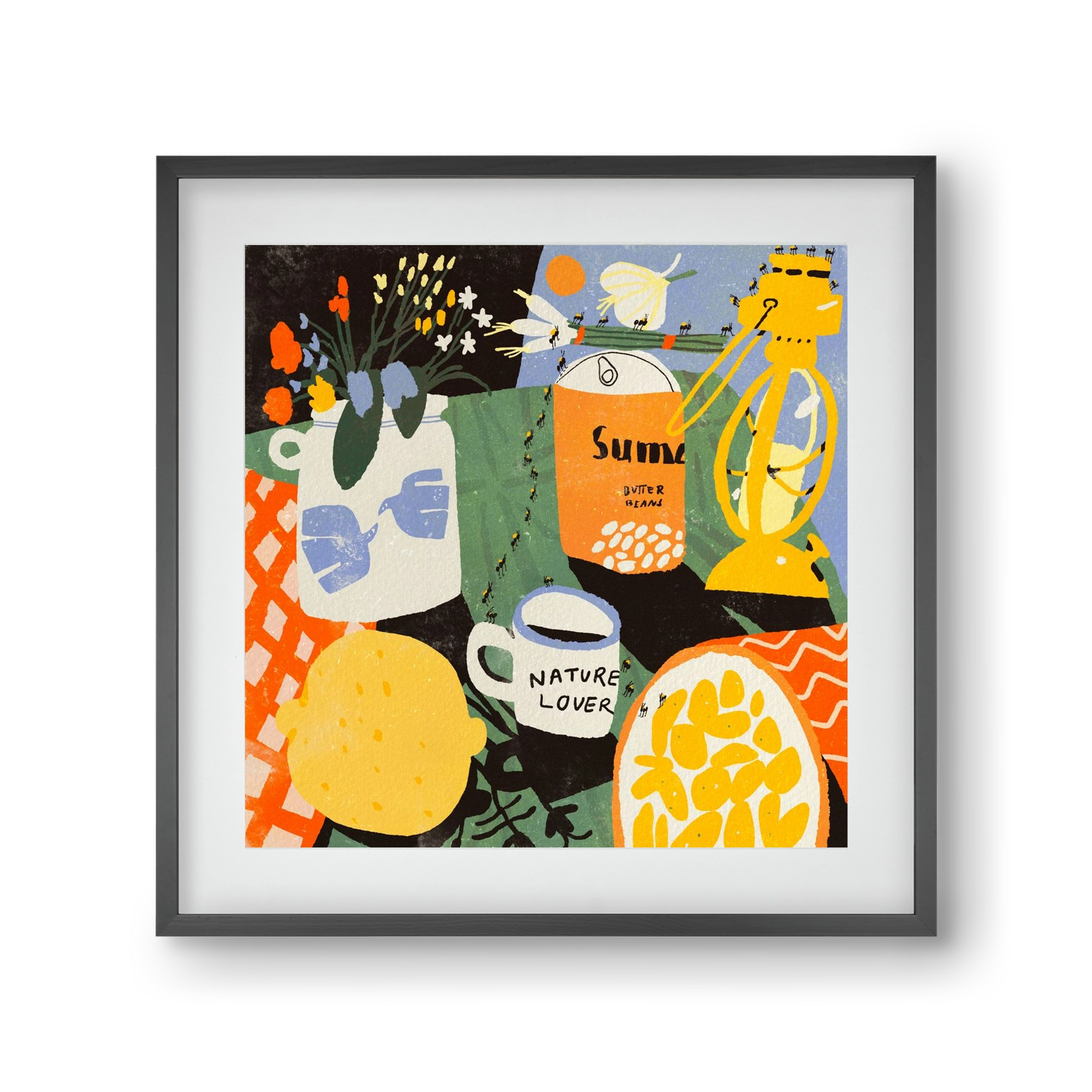 Summer still life, 30x30 cm (20x20 cm), Fekete keret, paszpartuval