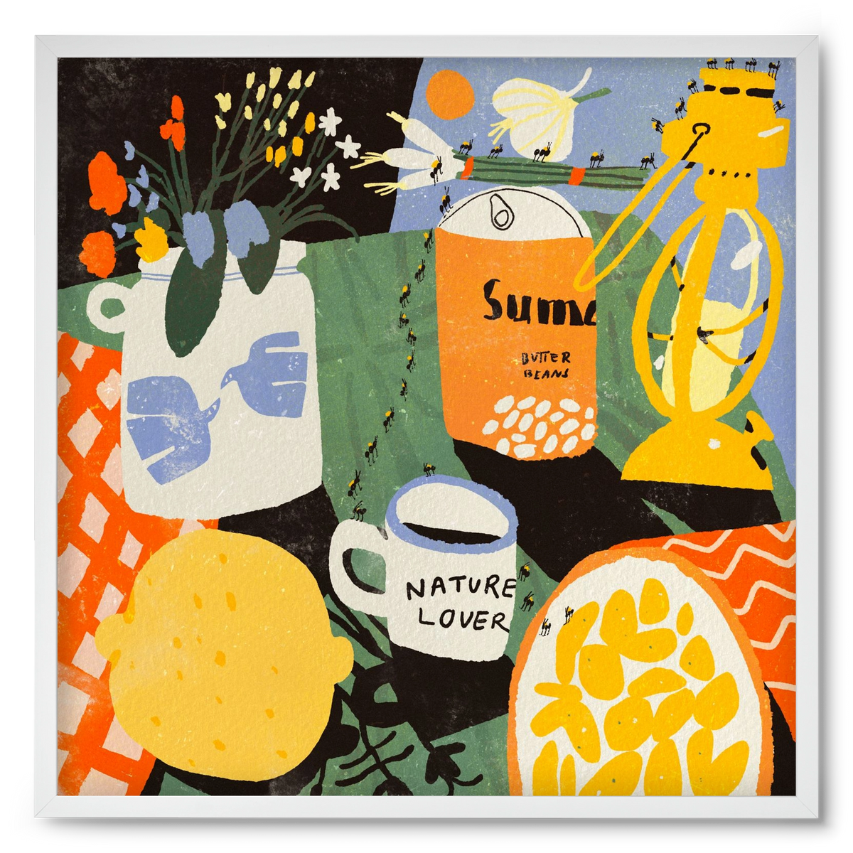 Summer still life, 50x50 cm (50x50 cm), Fehér keret