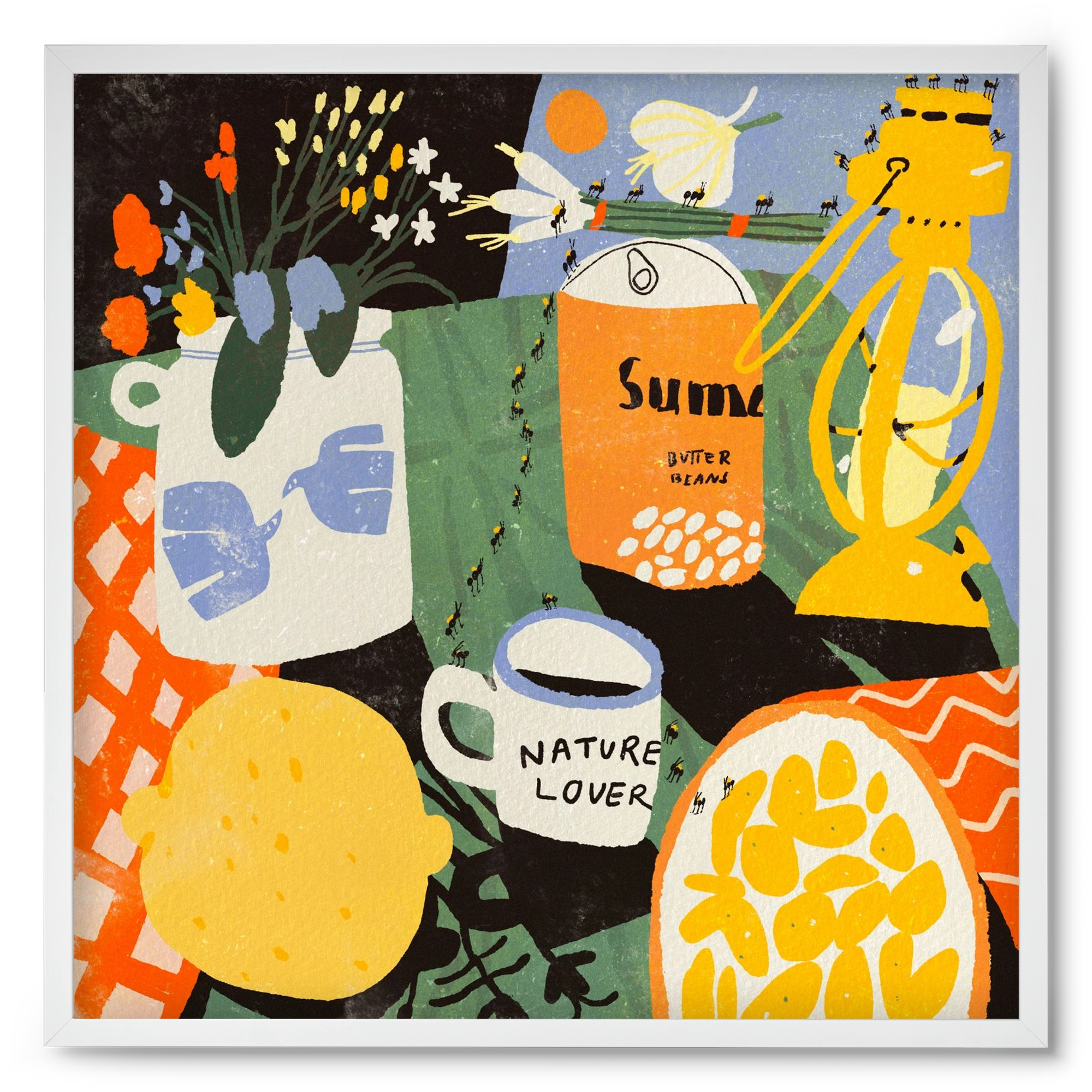 Summer still life, 50x50 cm (50x50 cm), Fehér keret