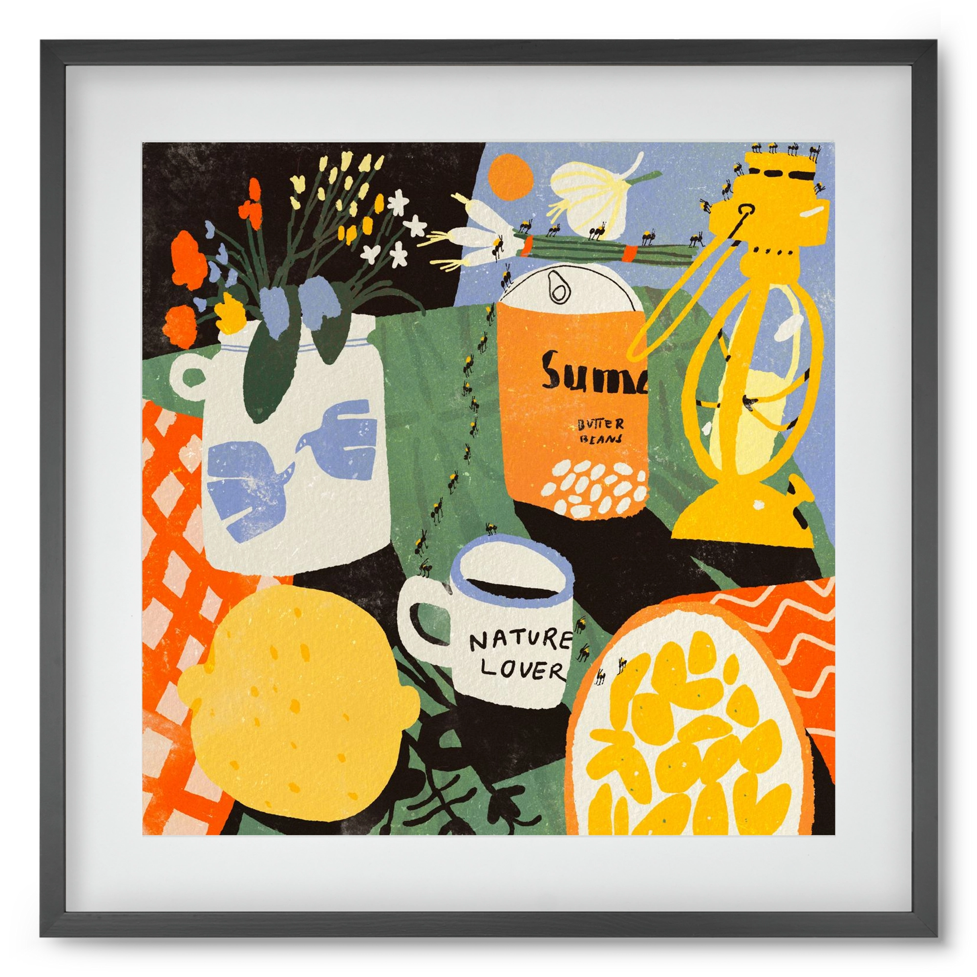 Summer still life, 50x50 cm (40x40 cm), Fekete keret, paszpartuval