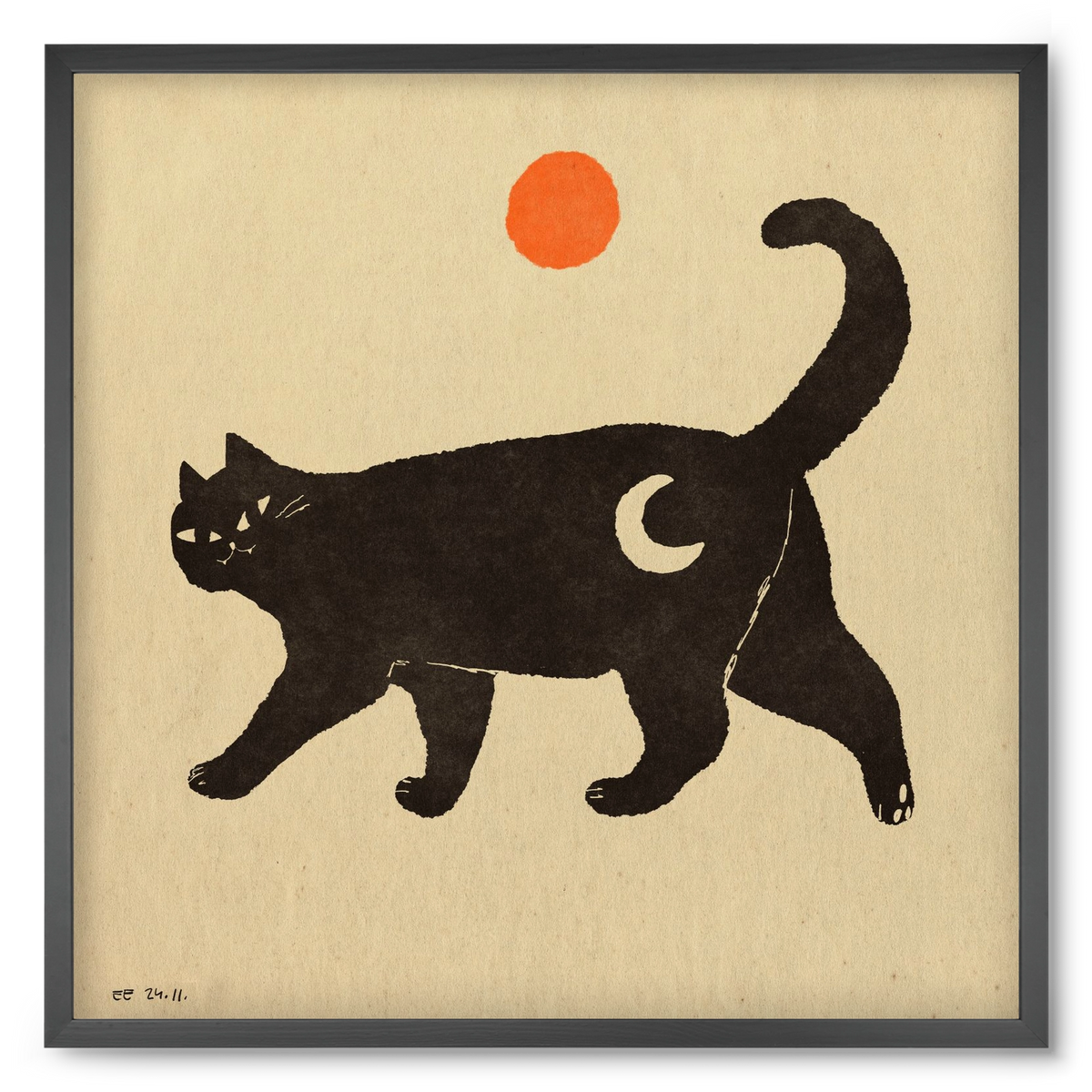 Mooncat, 50x50 cm (50x50 cm), Fekete keret