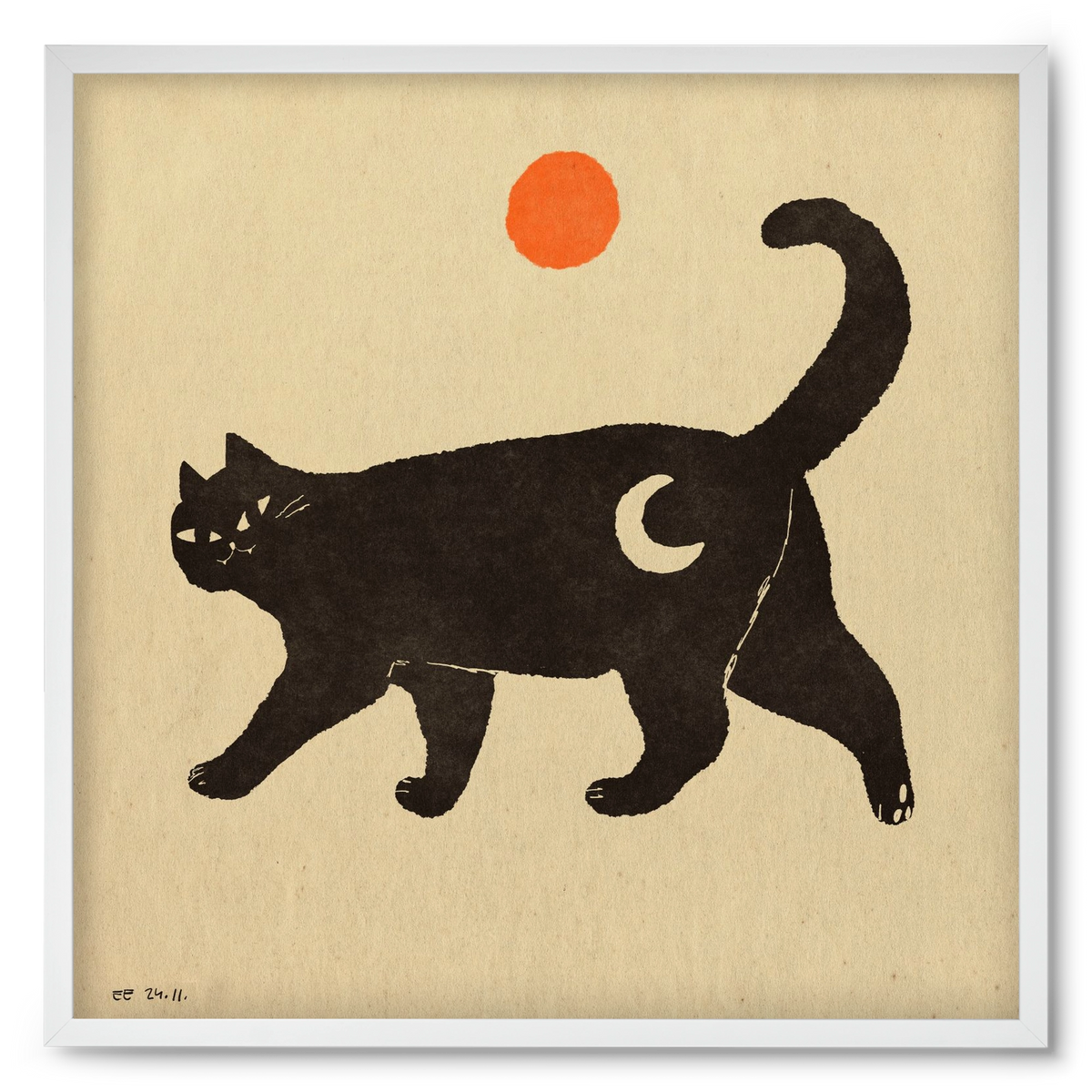 Mooncat, 50x50 cm (50x50 cm), Fehér keret