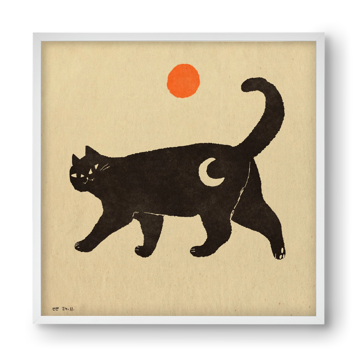 Mooncat, 40x40 cm (40x40 cm), Fehér keret