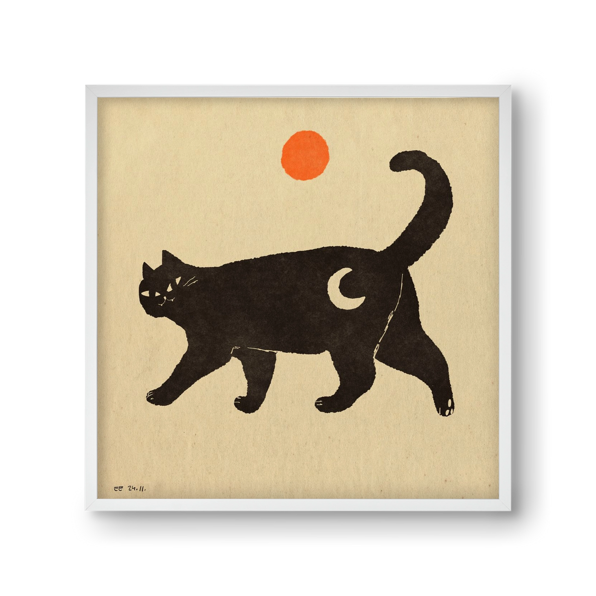 Mooncat, 30x30 cm (30x30 cm), Fehér keret