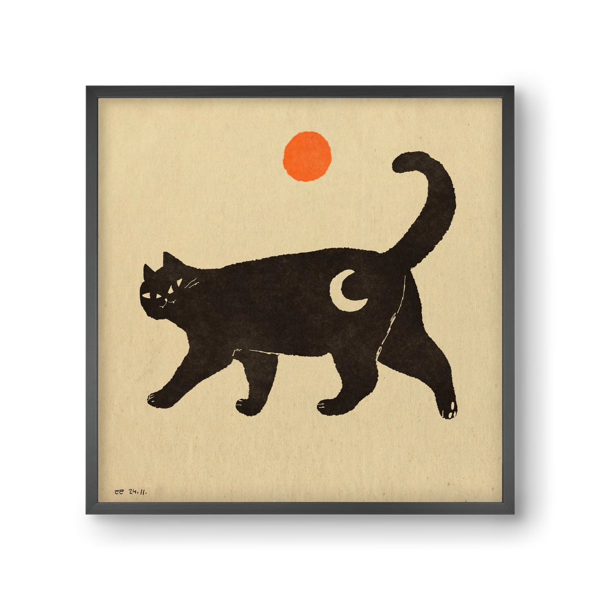 Mooncat, 30x30 cm (30x30 cm), Fekete keret