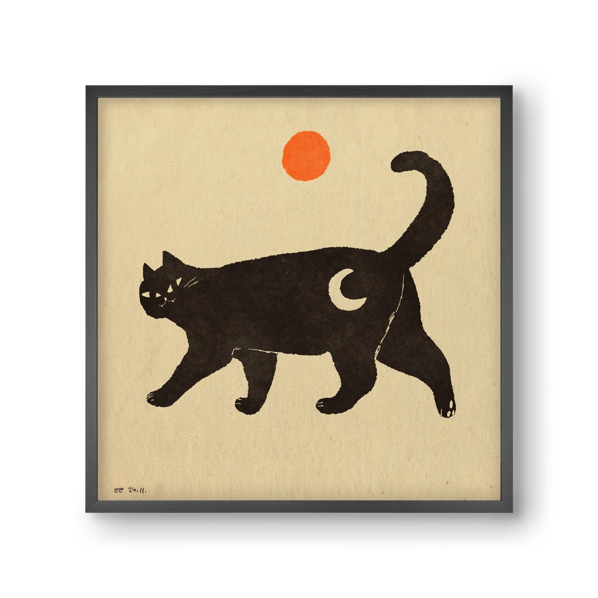 Mooncat, 30x30 cm (30x30 cm), Fekete keret