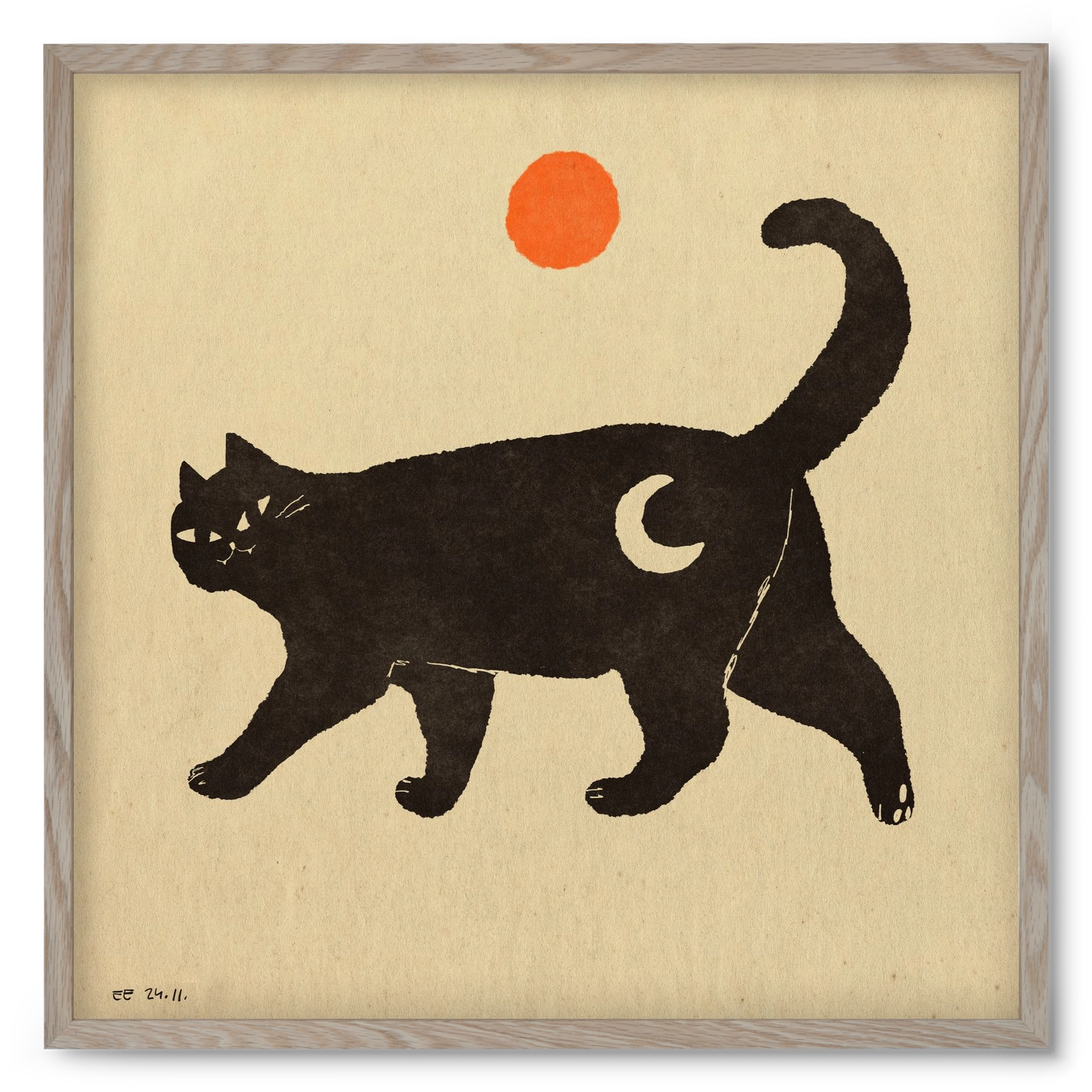 Mooncat, 50x50 cm (50x50 cm), Tölgy keret