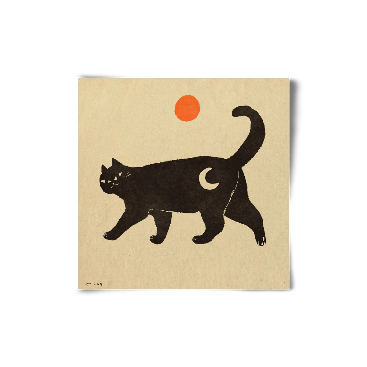 Mooncat, 20x20 cm, Keret nélkül