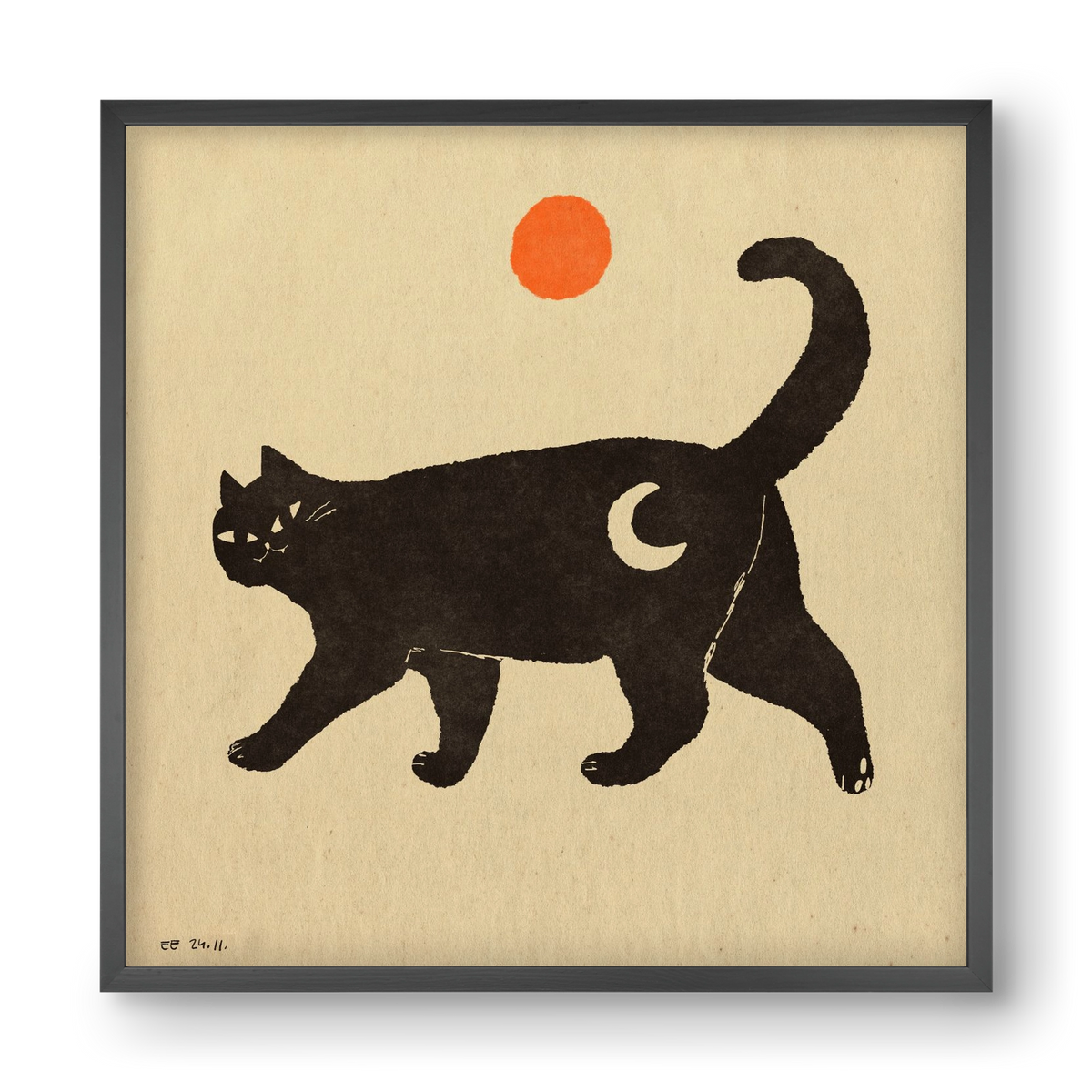 Mooncat, 40x40 cm (40x40 cm), Fekete keret