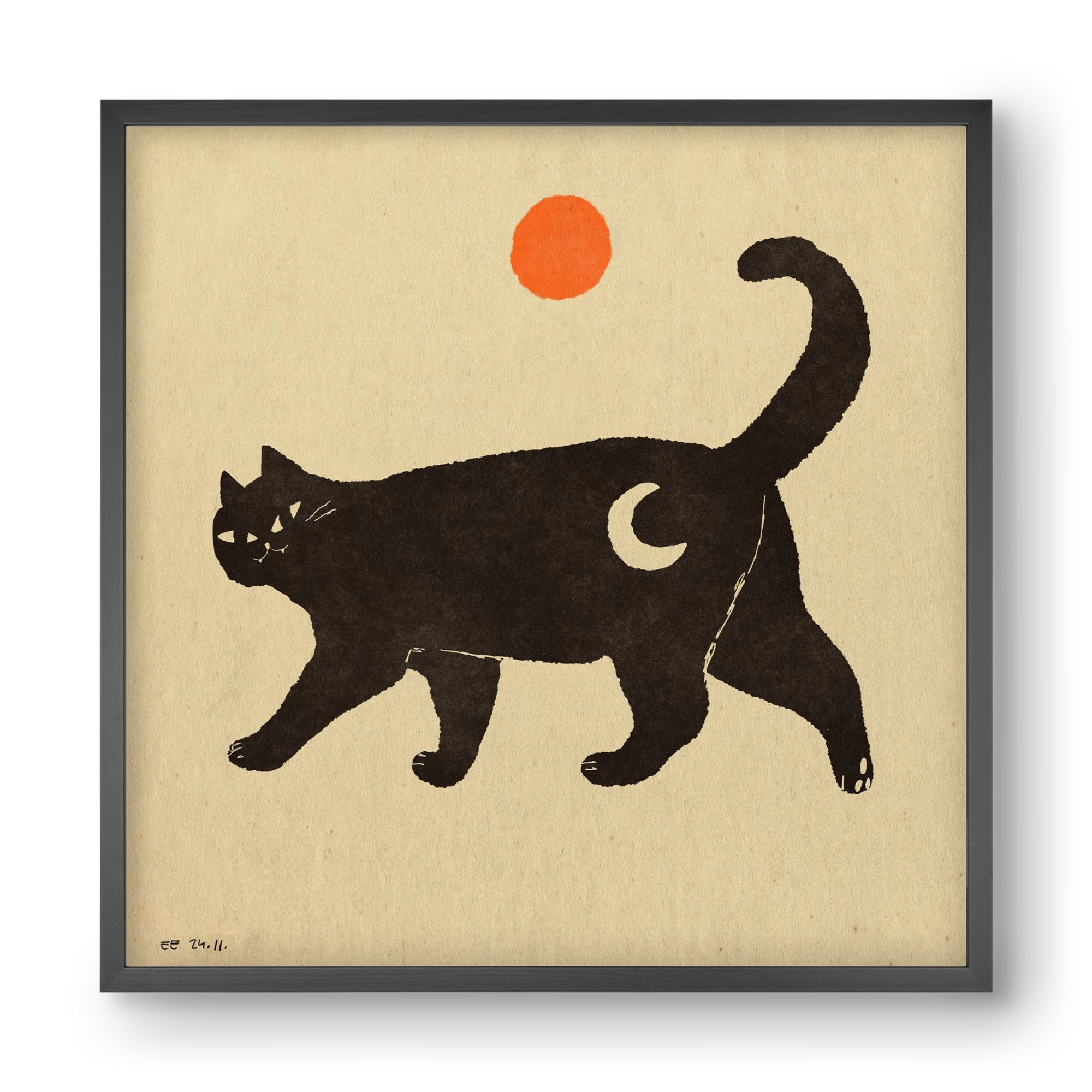 Mooncat, 40x40 cm (40x40 cm), Fekete keret