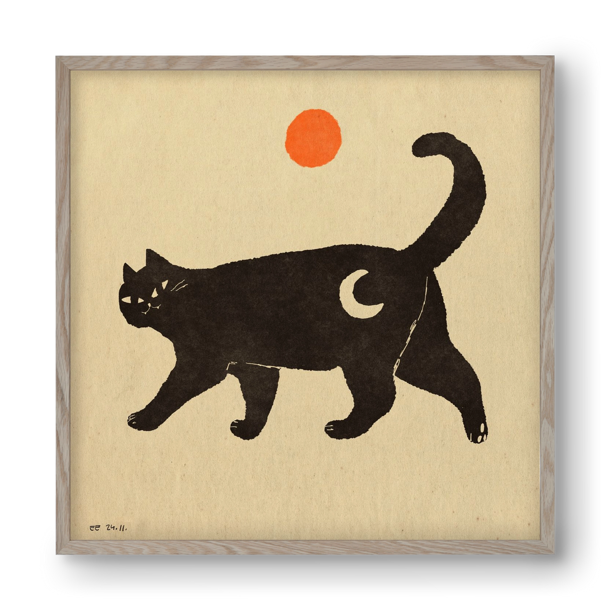 Mooncat, 40x40 cm (40x40 cm), Tölgy keret