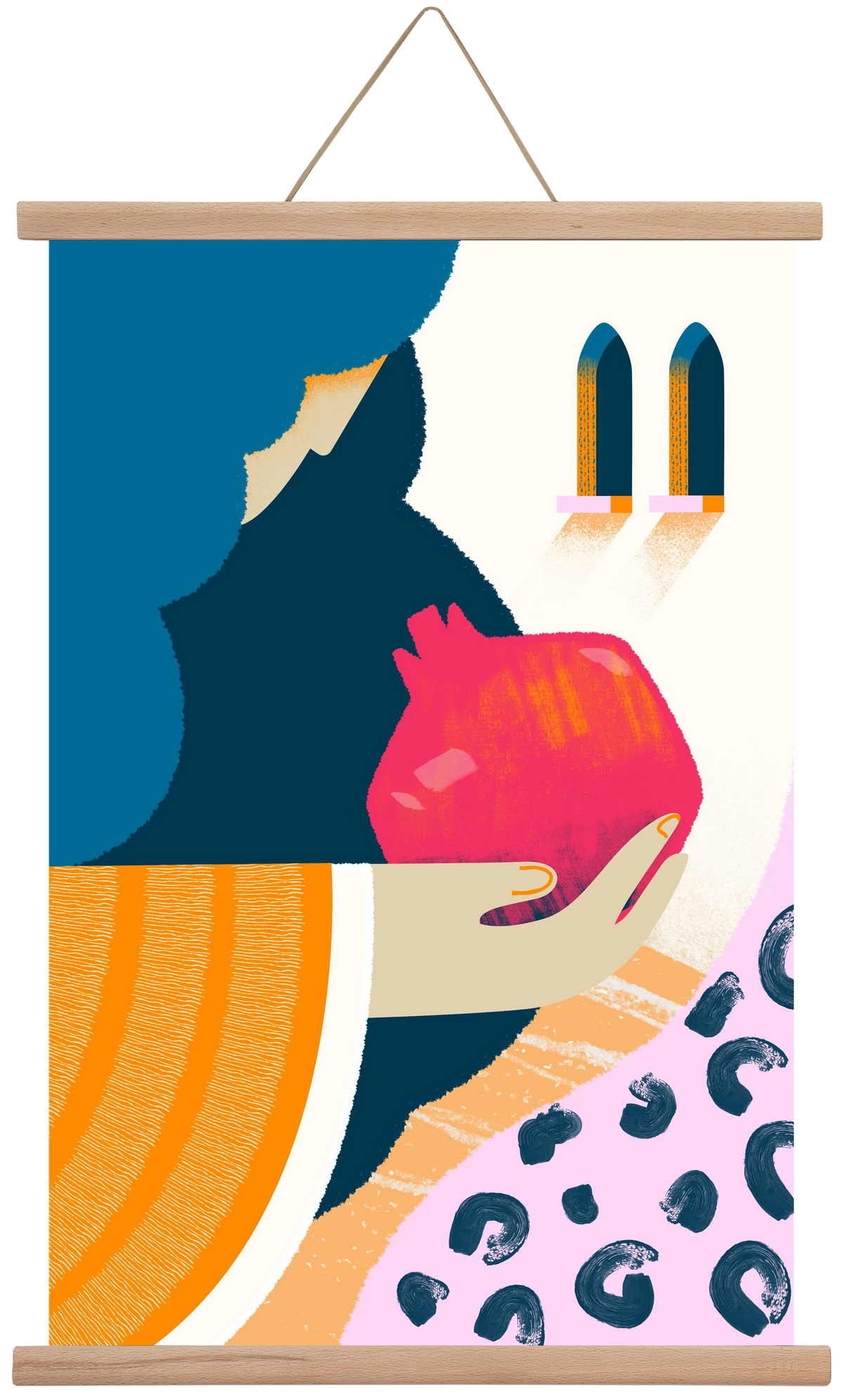 Lady with pomegranate, 40x60 cm (40x60 cm), Tölgy akasztó