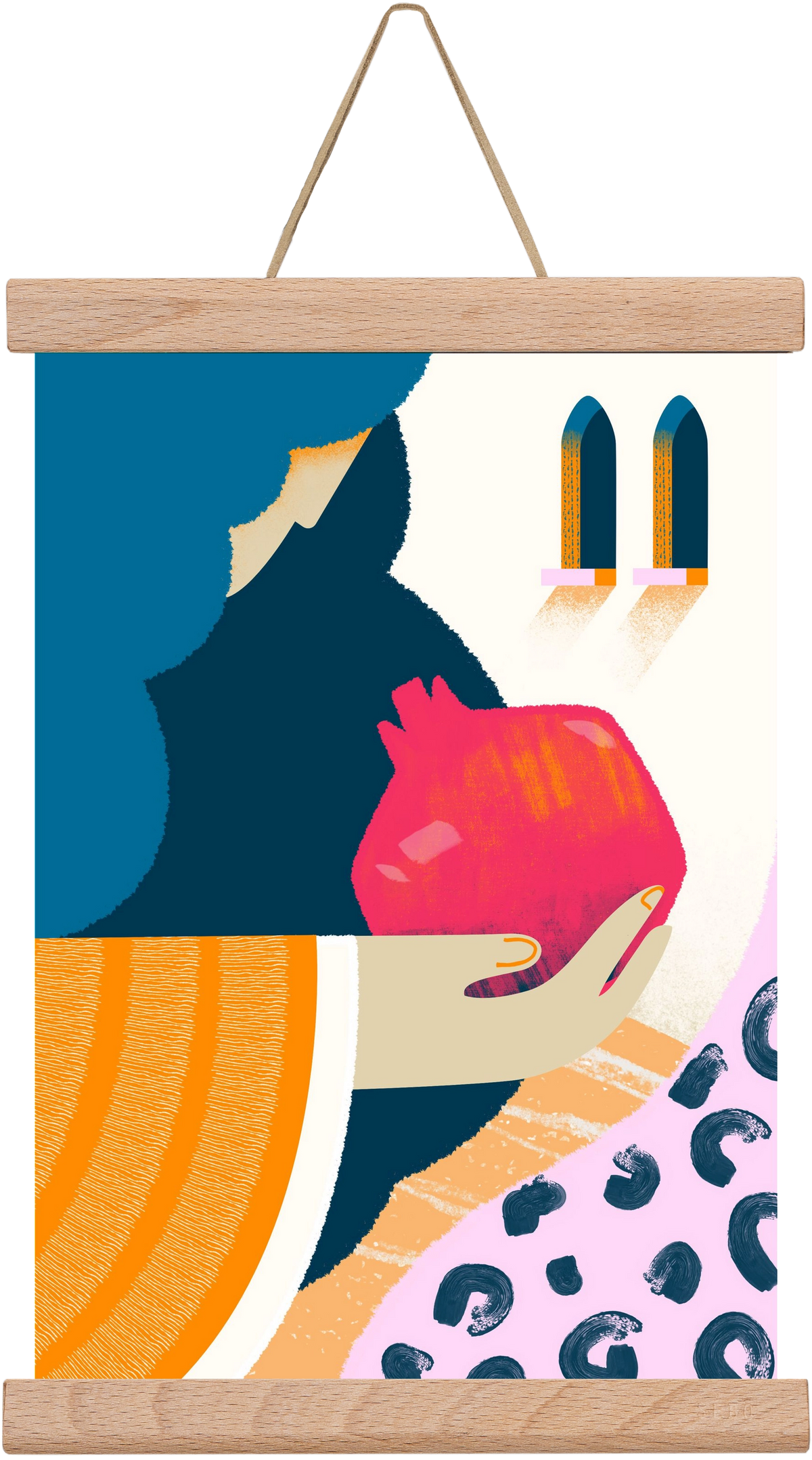 Lady with pomegranate, 20x30 cm (20x30 cm), Tölgy akasztó